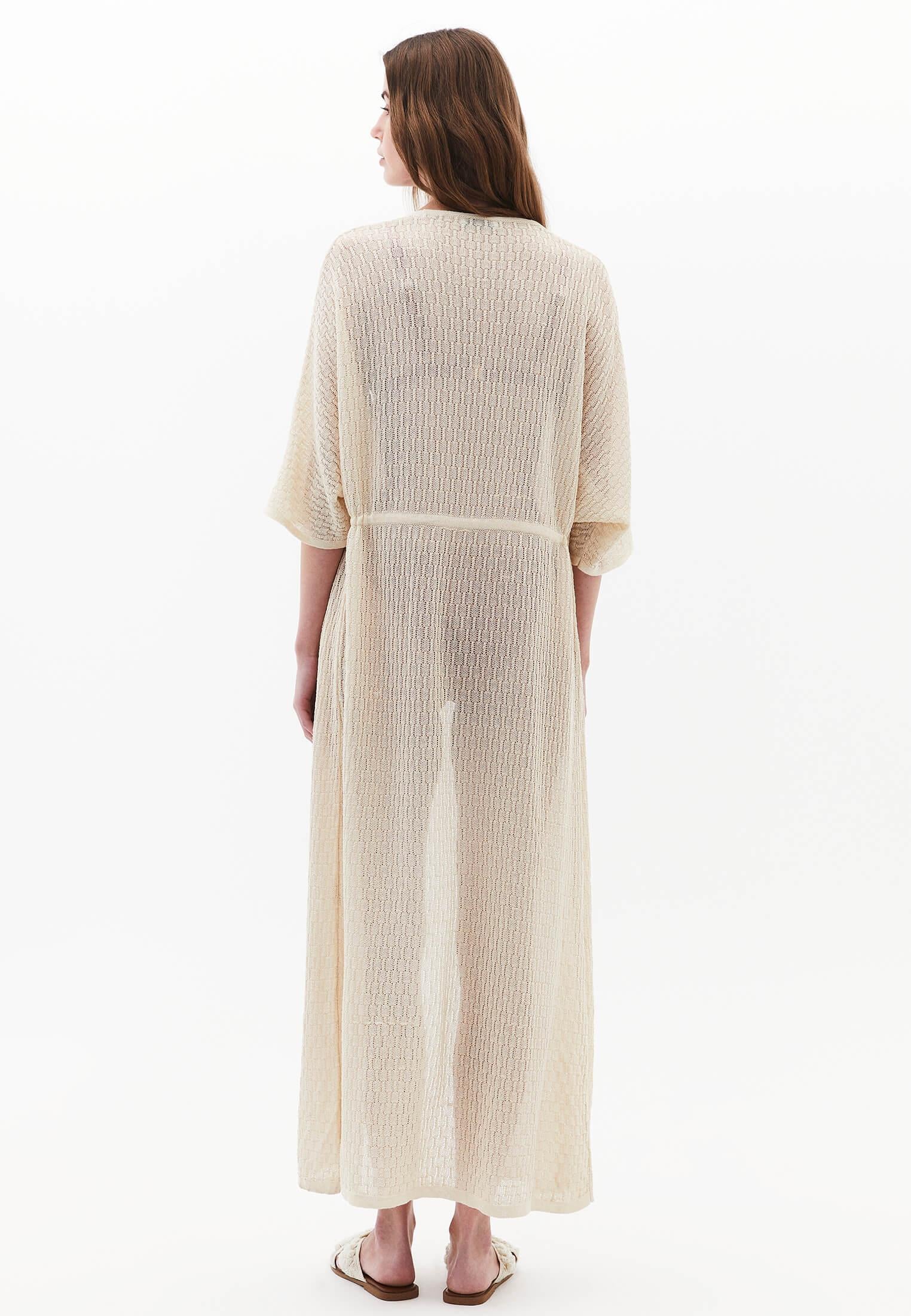 Long Bat Sleeve Kimono - ALMOND MILK