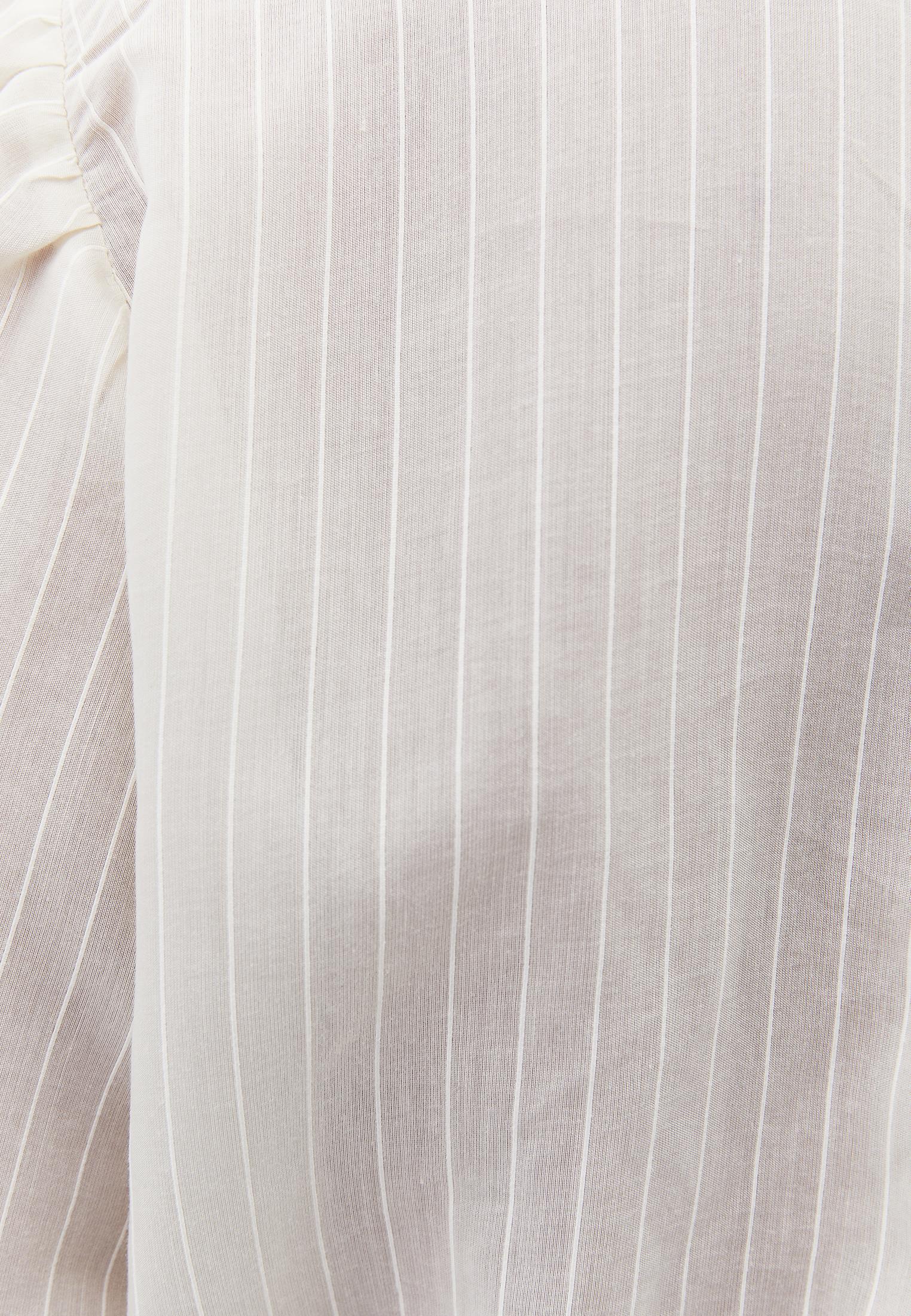 Ruched V-Neck Long Sleeve Blouse - ALMOND MILK