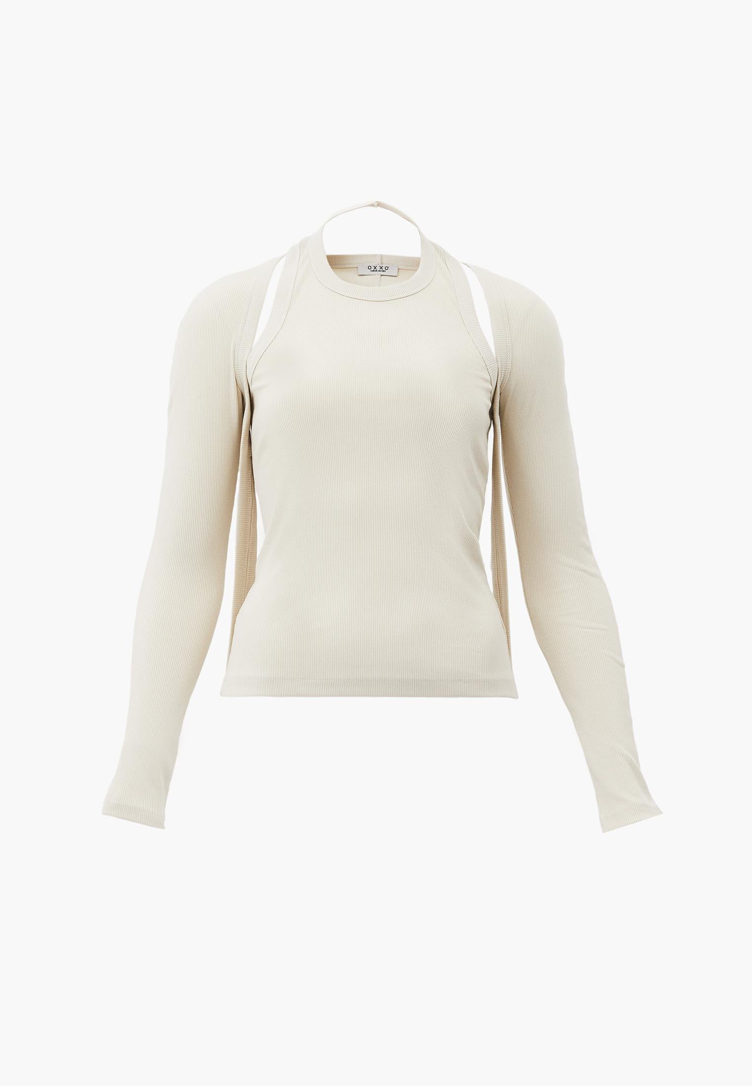 Halter Neck Sleeveless Blouse - ALMOND MILK