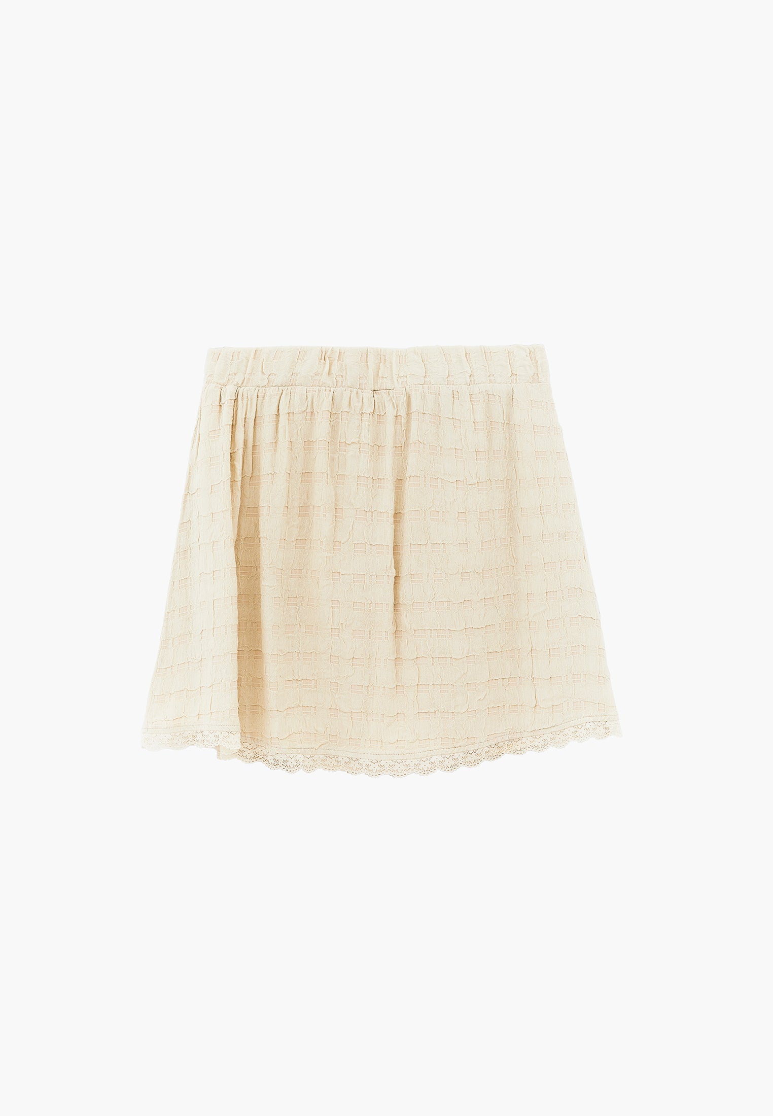 Short Skirt With Lace Details - ALMOND MILK