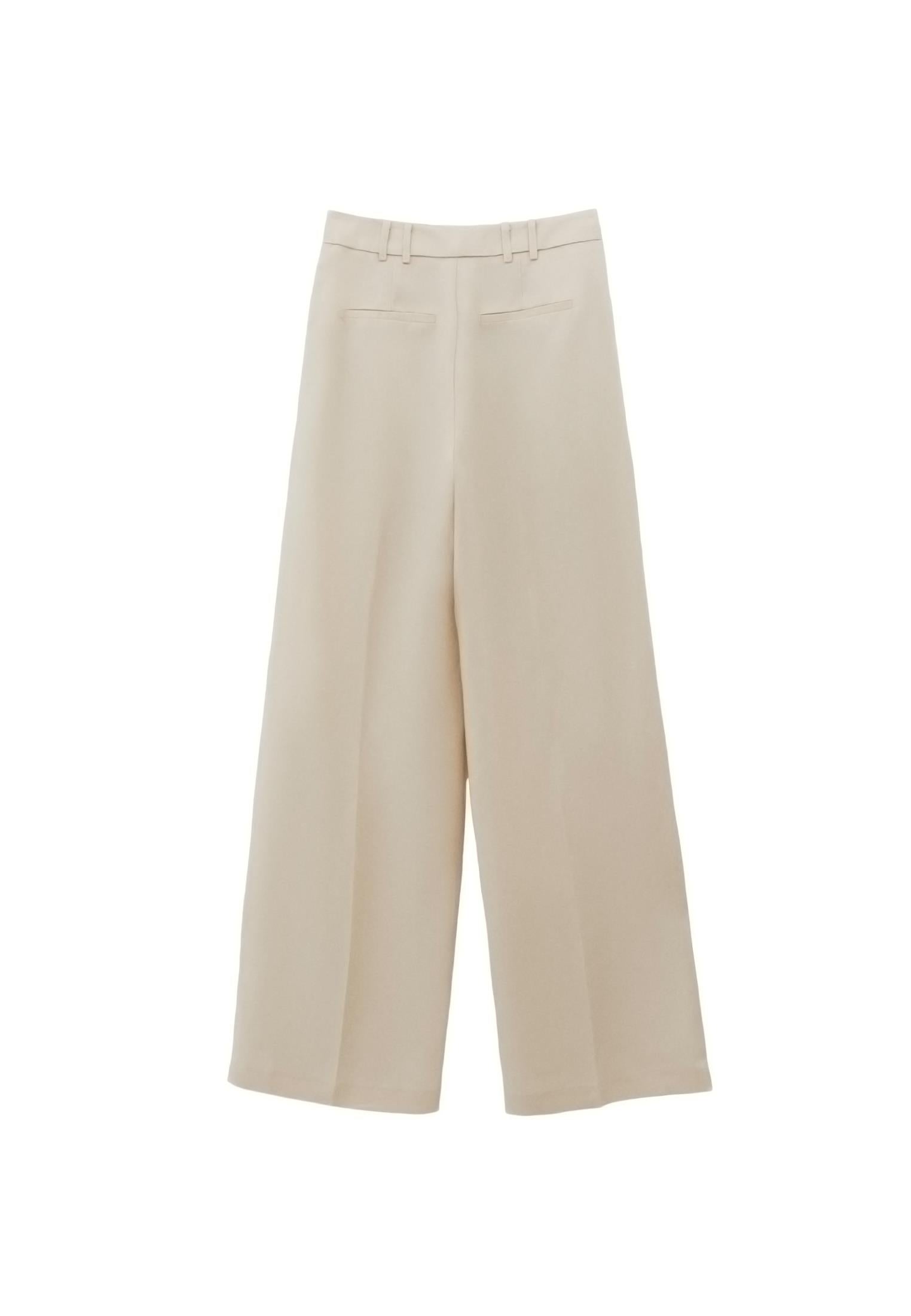 High Waist Wide Leg Pants - ALMOND MILK