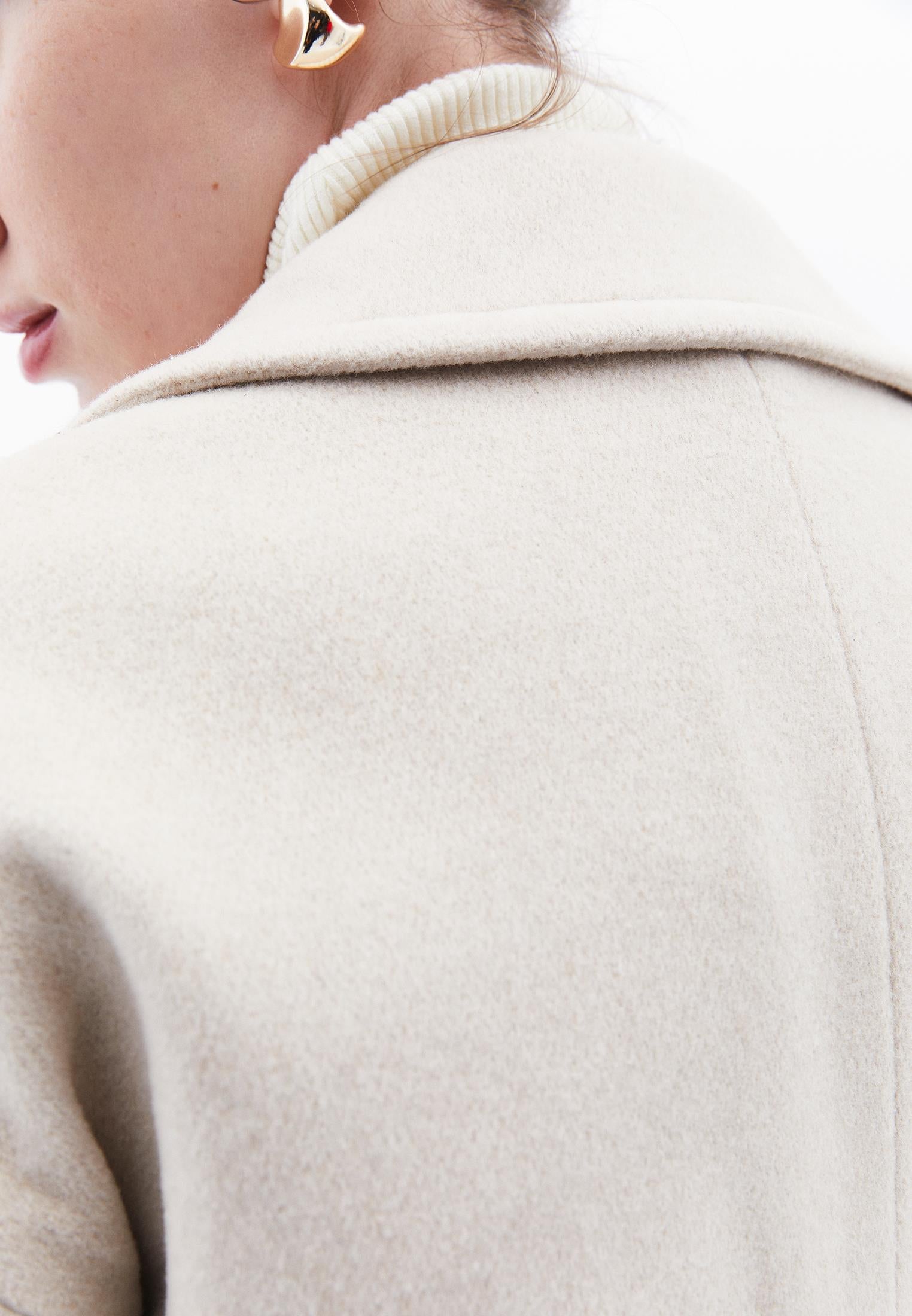 Double-Breasted Collar Oversize Standard Jacket - ALMOND MILK