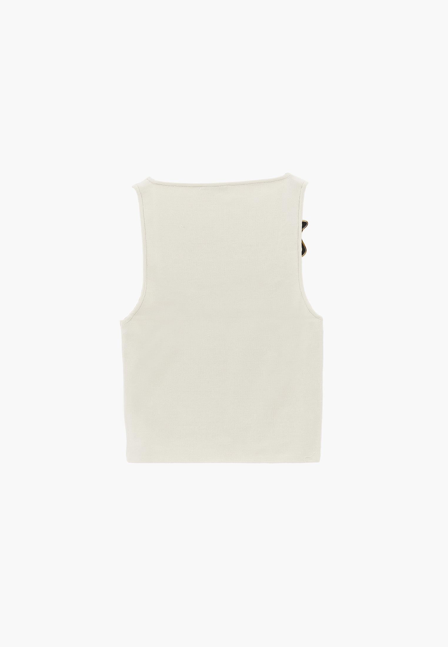 Square Neck Sleeveless Tank Top - ALMOND MILK