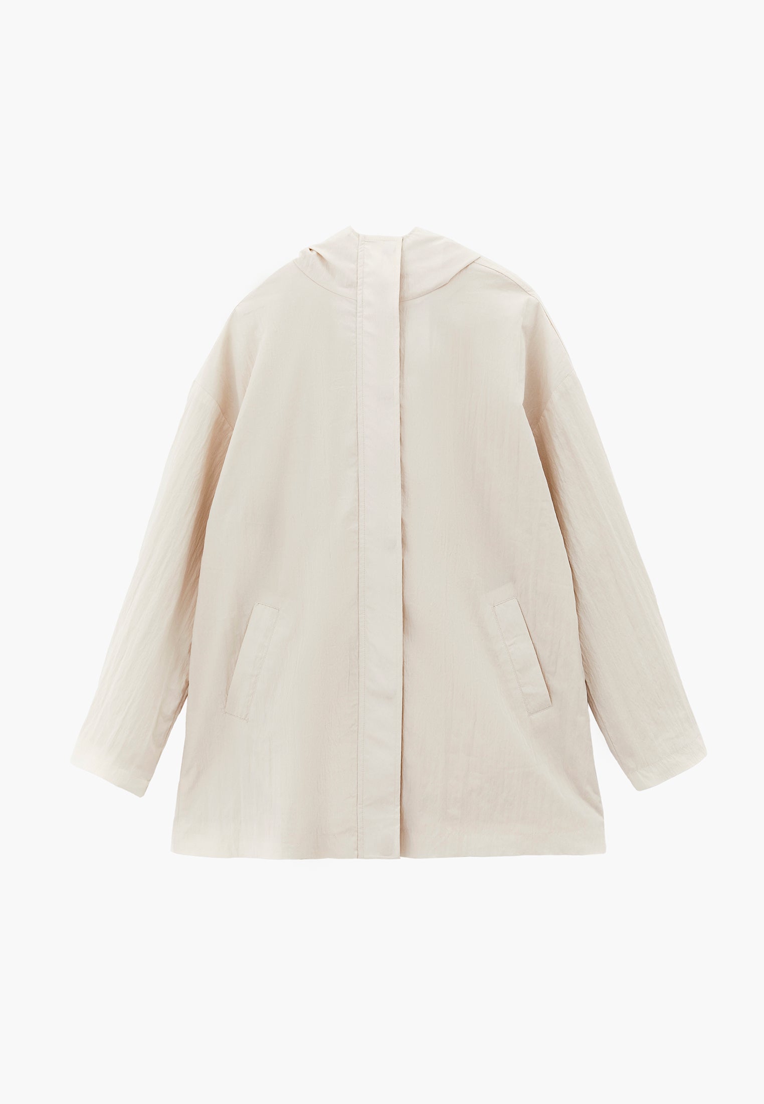 Hooded Jacket With Multiple Pocket Details - ALMOND MILK