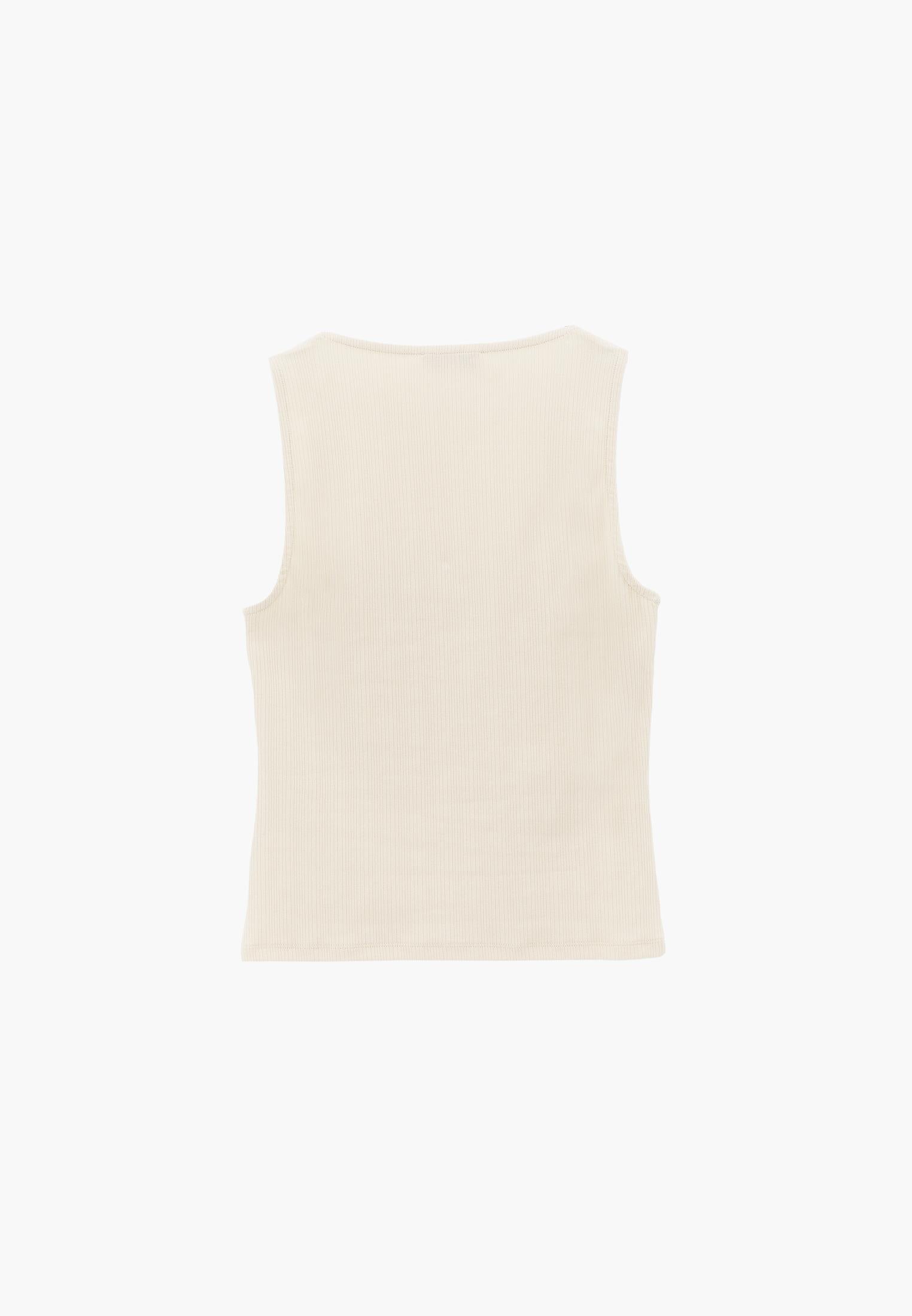 Wide Neck Buckle Detail Tank Top - ALMOND MILK