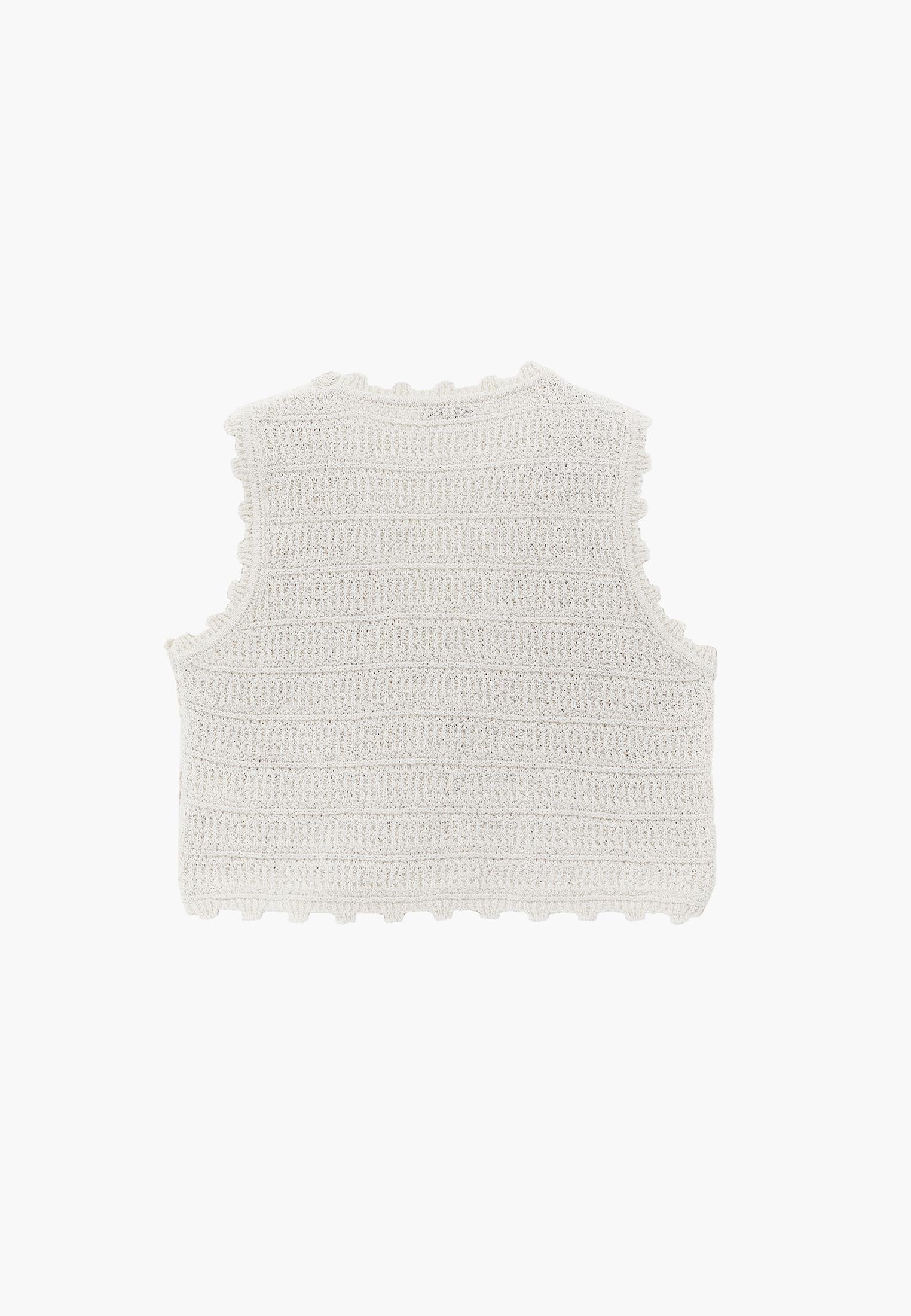 Boucle Loose Fit Crop Vest - ALMOND MILK
