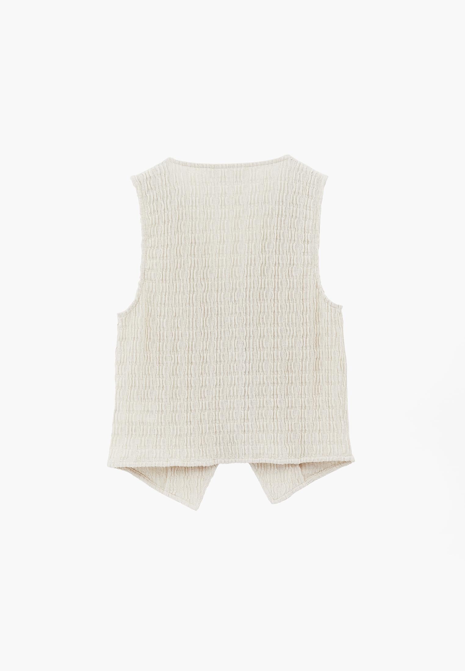 V Neck Closed Form Vest - ALMOND MILK