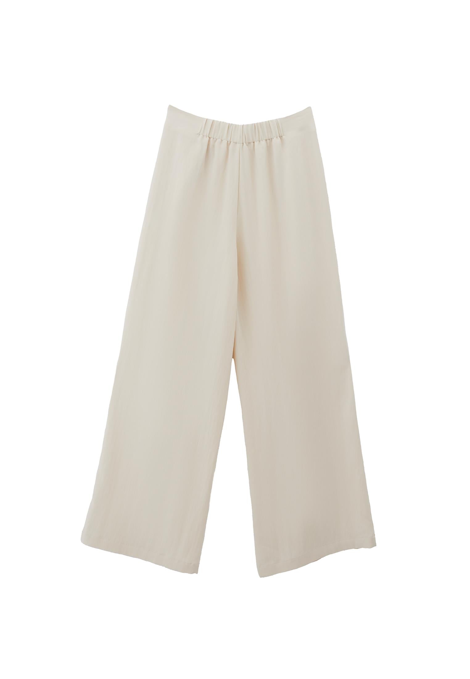Wide Leg Ultra High Waist Pocket Detail Pants - ALMOND MILK
