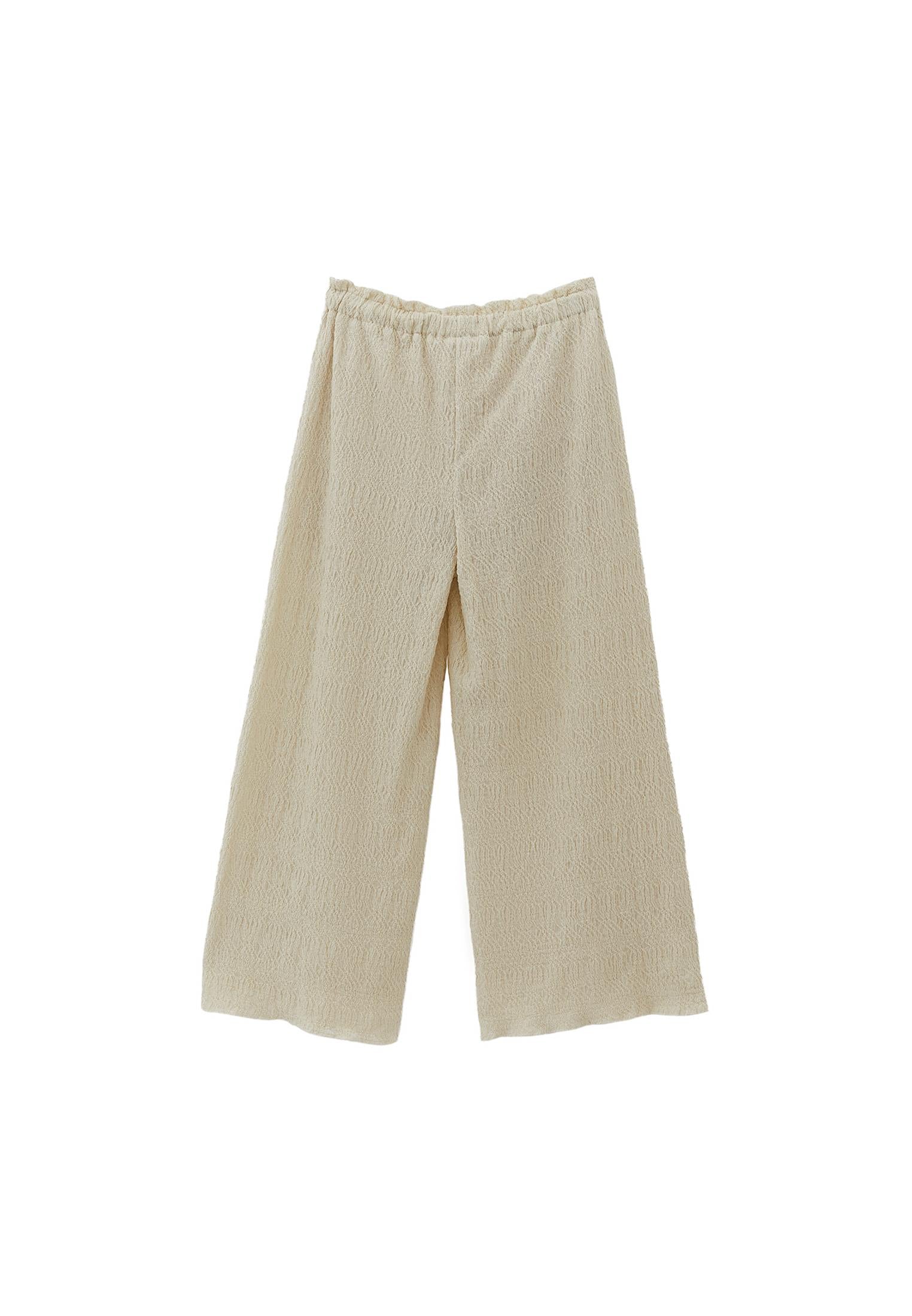 High Waist Midi Culotte Pants - ALMOND MILK