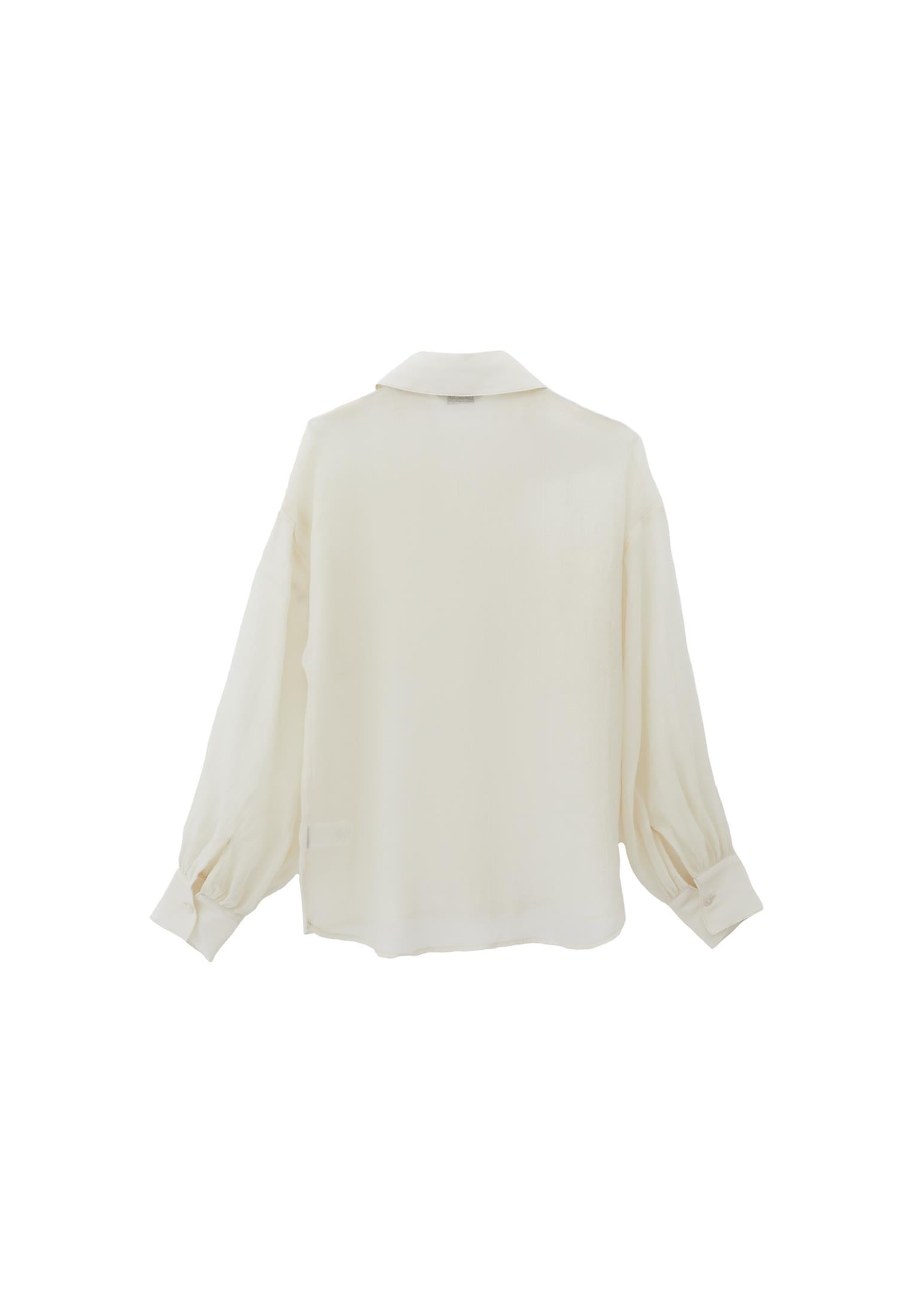 Loose Fit Long Sleeve Buttoned Shirt - ALMOND MILK