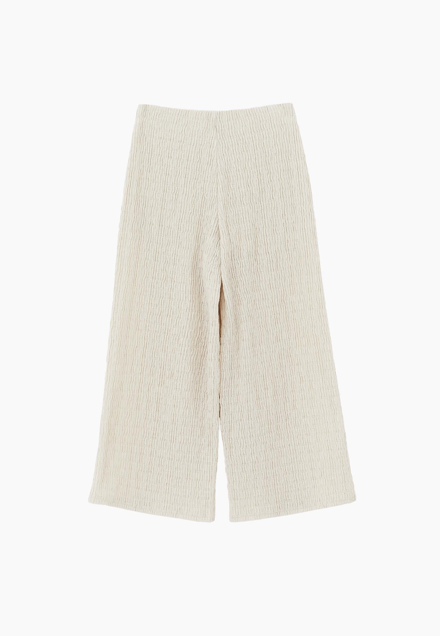 Wide Leg Midi Culotte Pants - ALMOND MILK