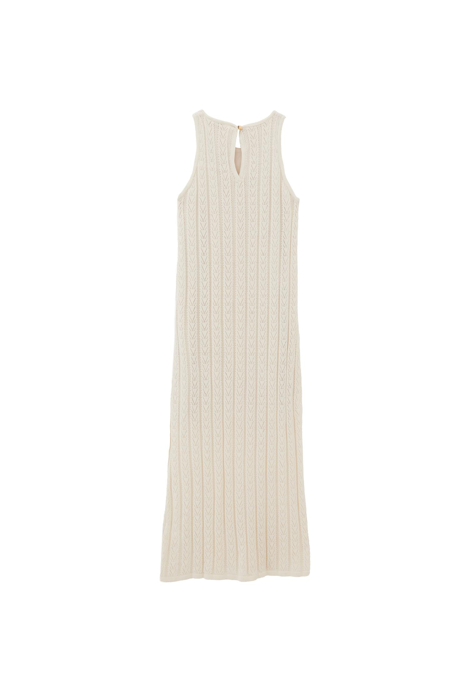 Long Dress With Ruffle Details - ALMOND MILK