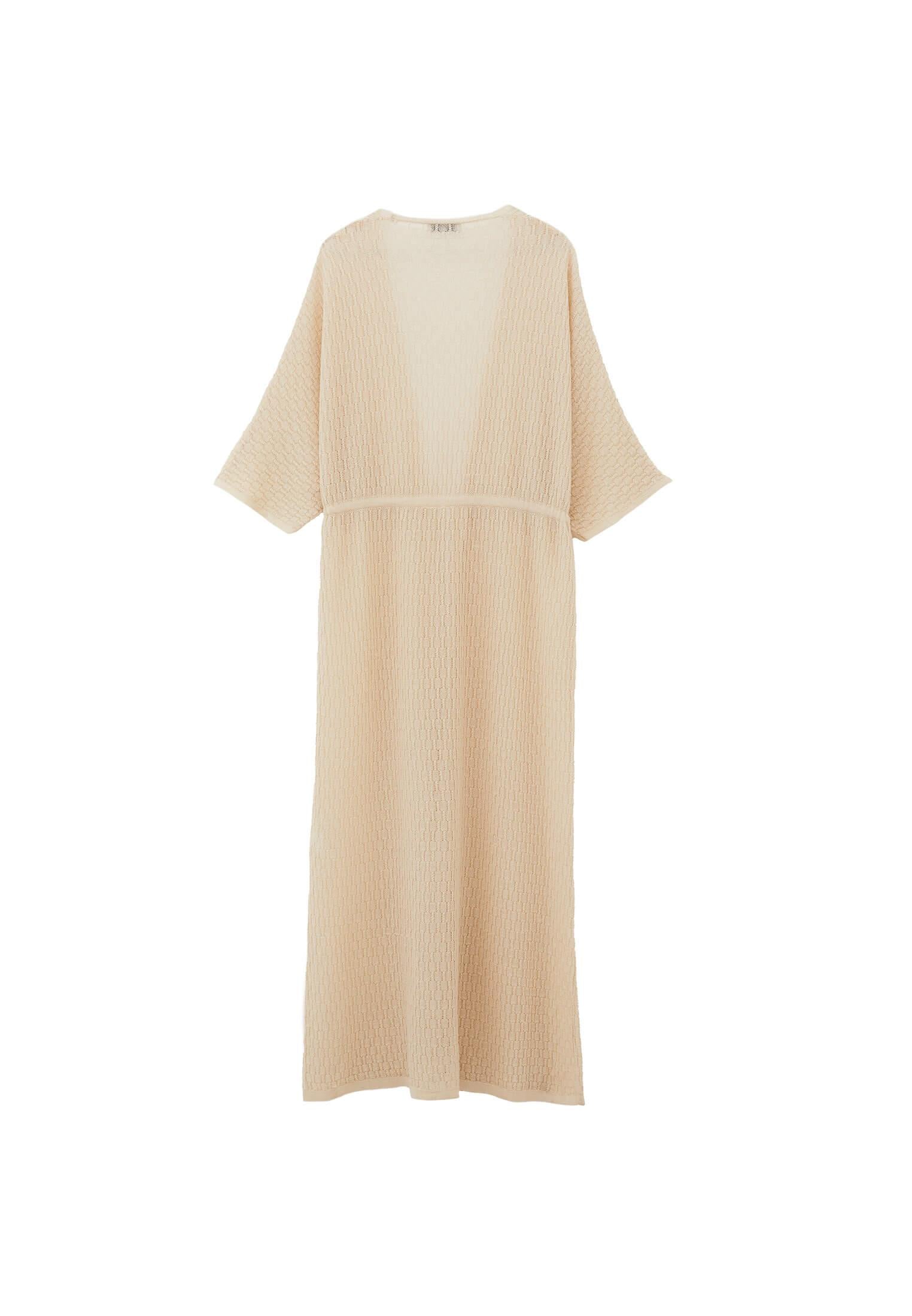 Long Bat Sleeve Kimono - ALMOND MILK