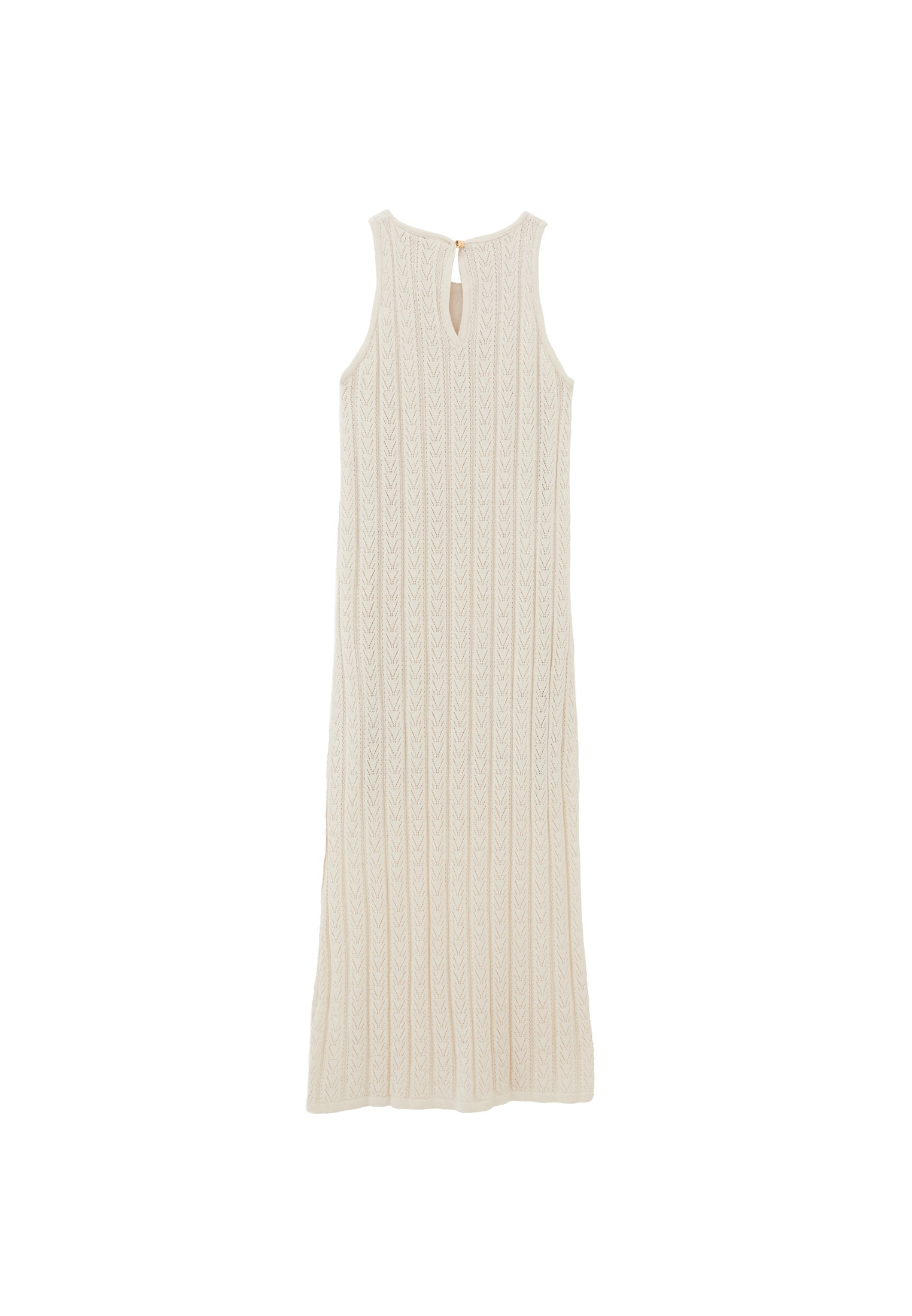 Long Dress With Ruffle Details - ALMOND MILK