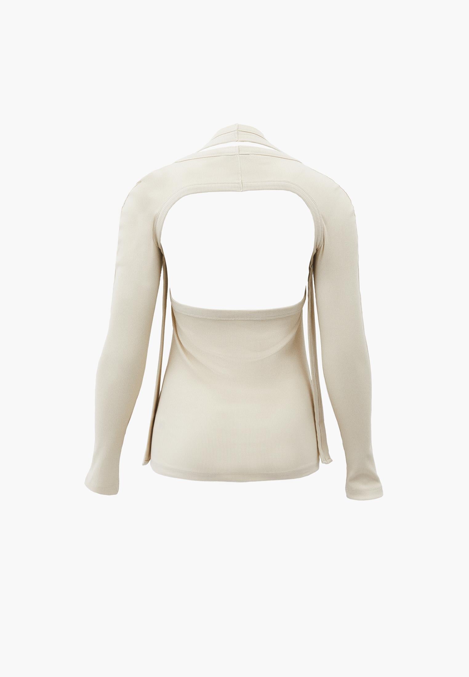 Halter Neck Sleeveless Blouse - ALMOND MILK