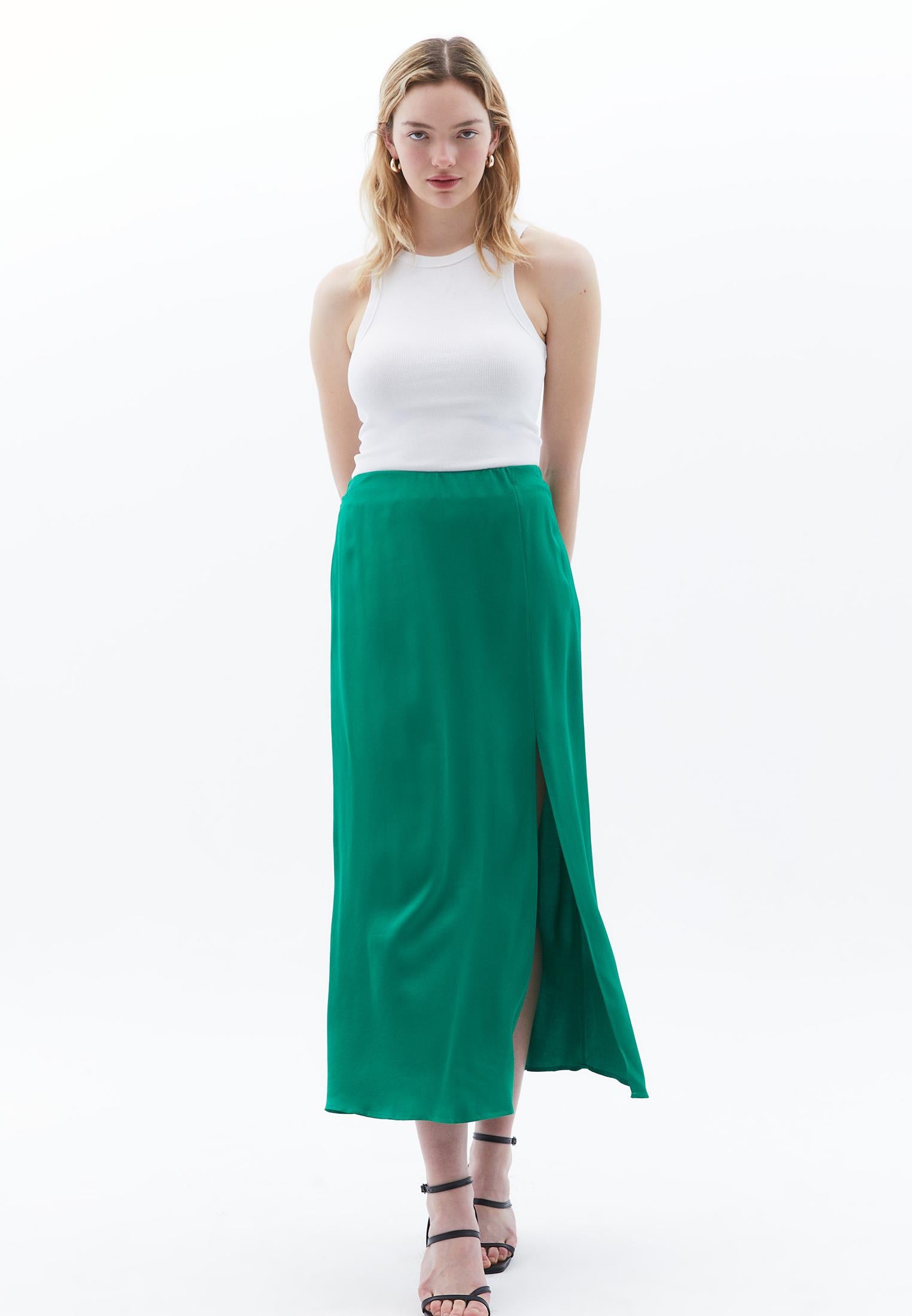 High Waist Slit Detailed Midi Skirt - AMAZON
