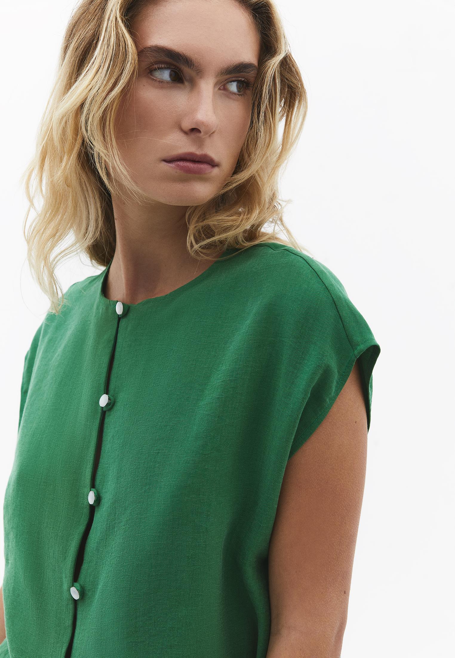 Loose Blouse With Boat Neck And Button Details - AMAZON