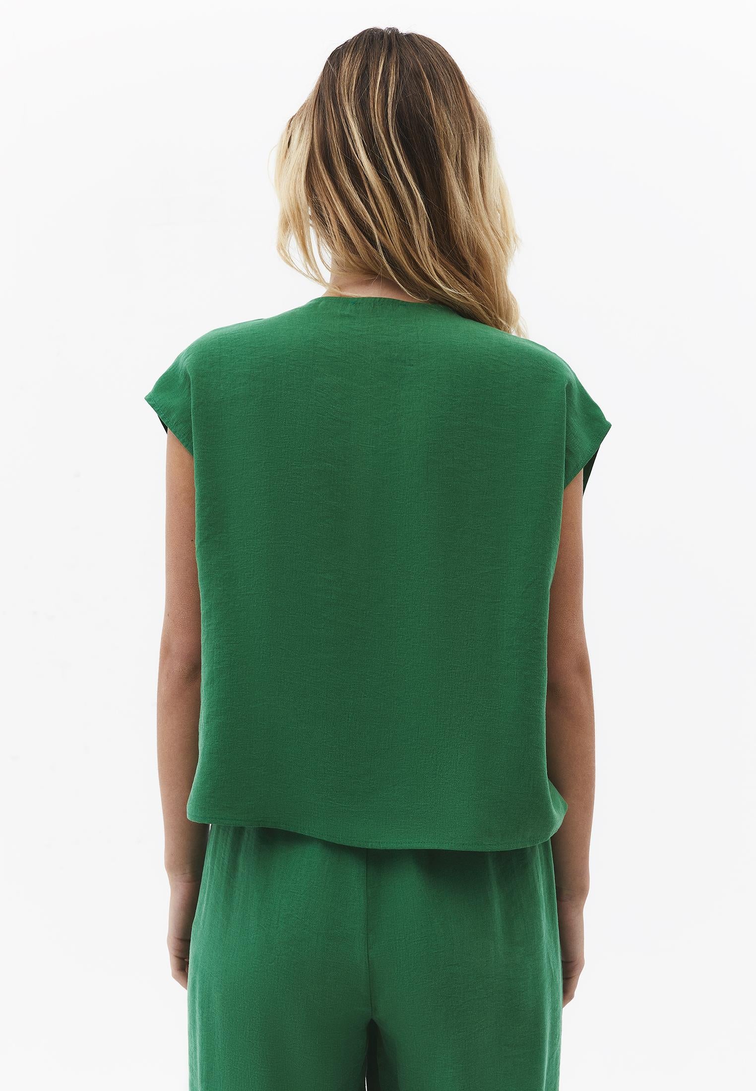 Loose Blouse With Boat Neck And Button Details - AMAZON