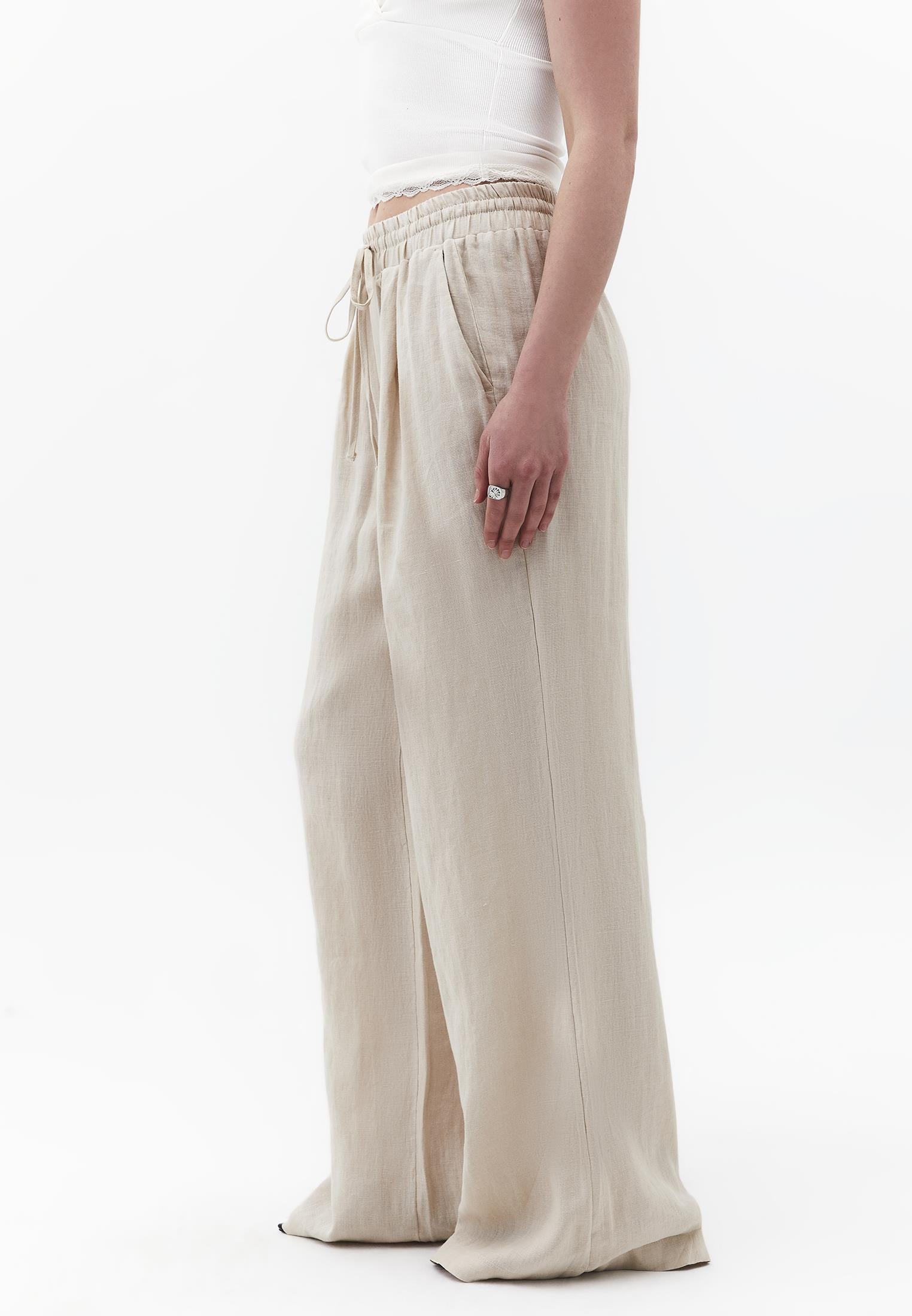 Wide Leg Ultra High Waist Tie Pants - ANCIENT SCROLL