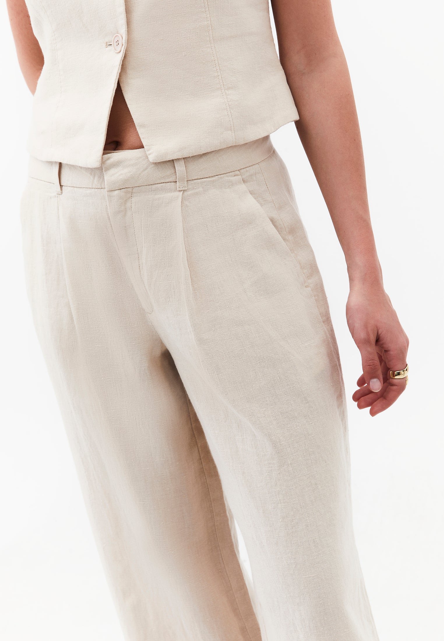 Pleated Detail Regular Waist Wide Leg Pants - ANCIENT SCROLL