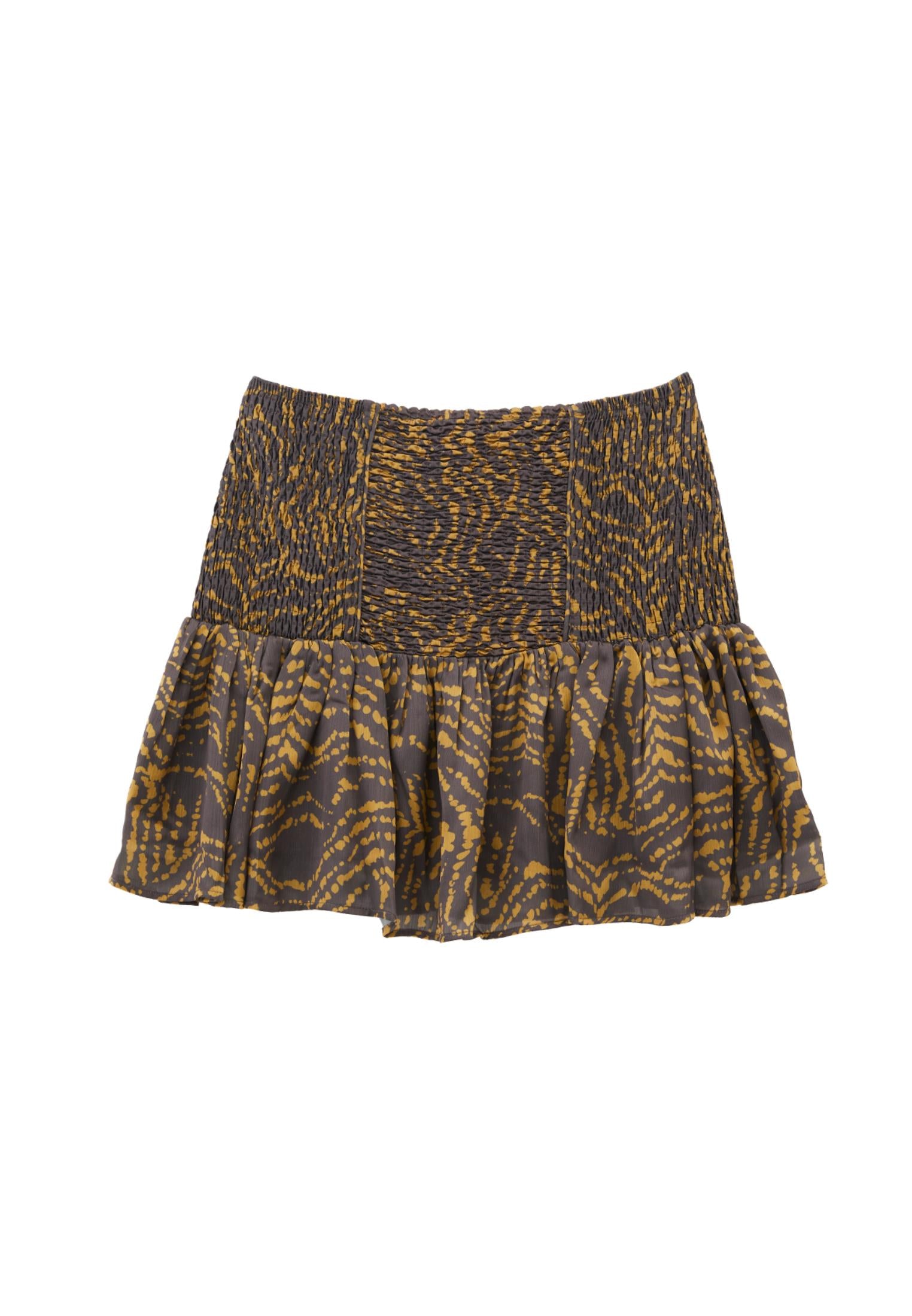 Shirred Short Skirt - ANIMAL COMB