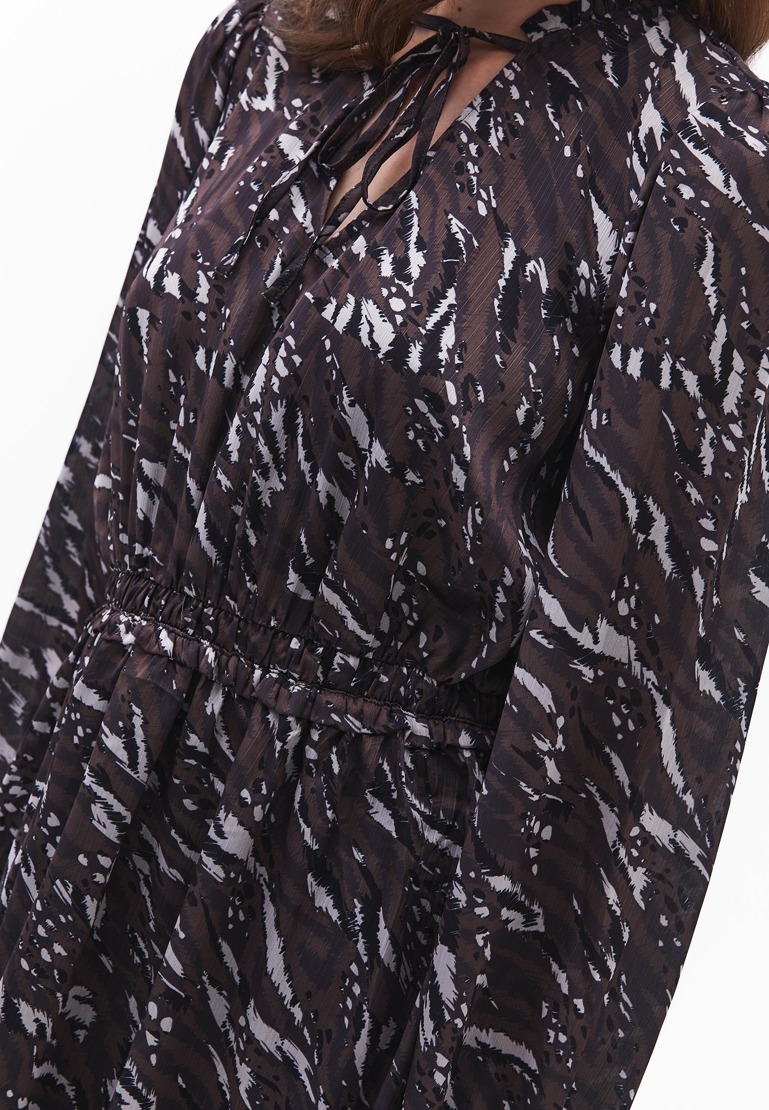 Chiffon V Neck Dress - ANIMAL PRINT