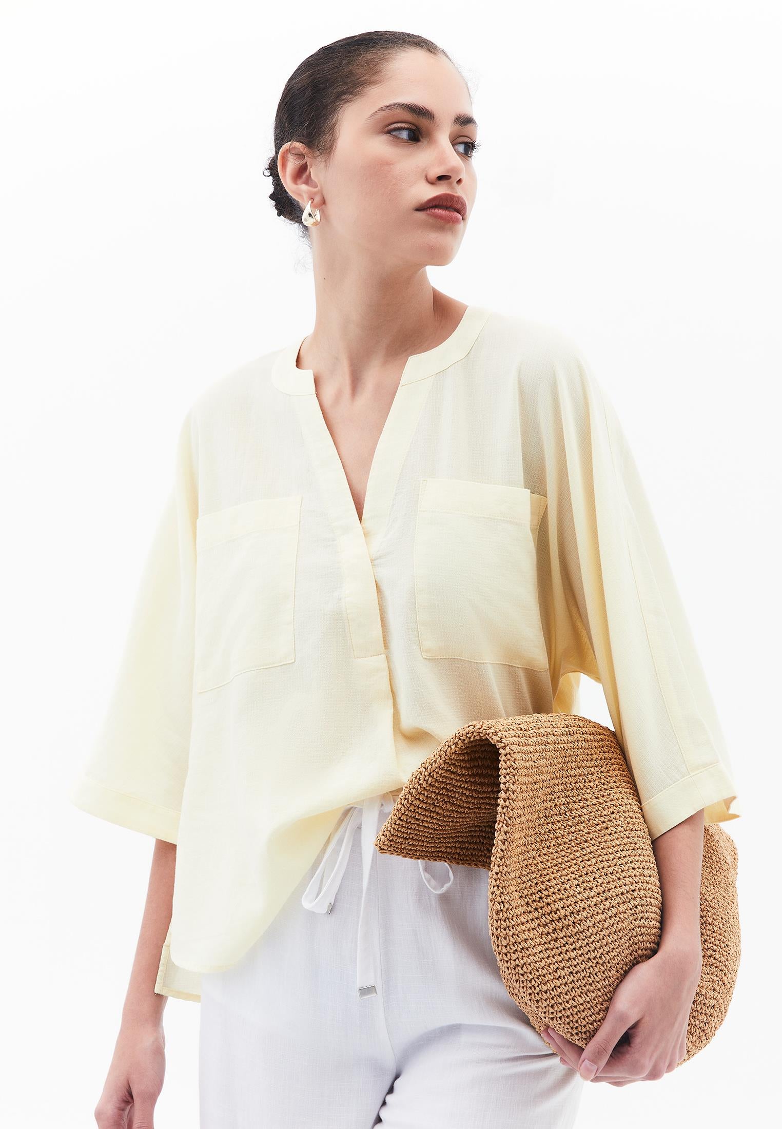 3/4 Sleeve Cotton Shirt - ANISE FLOWER