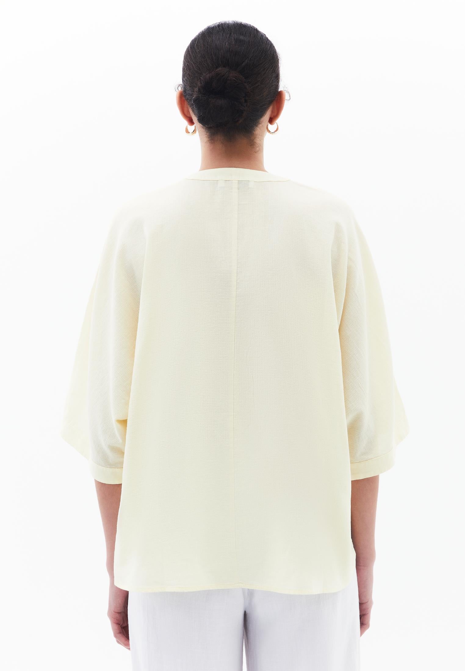 3/4 Sleeve Cotton Shirt - ANISE FLOWER