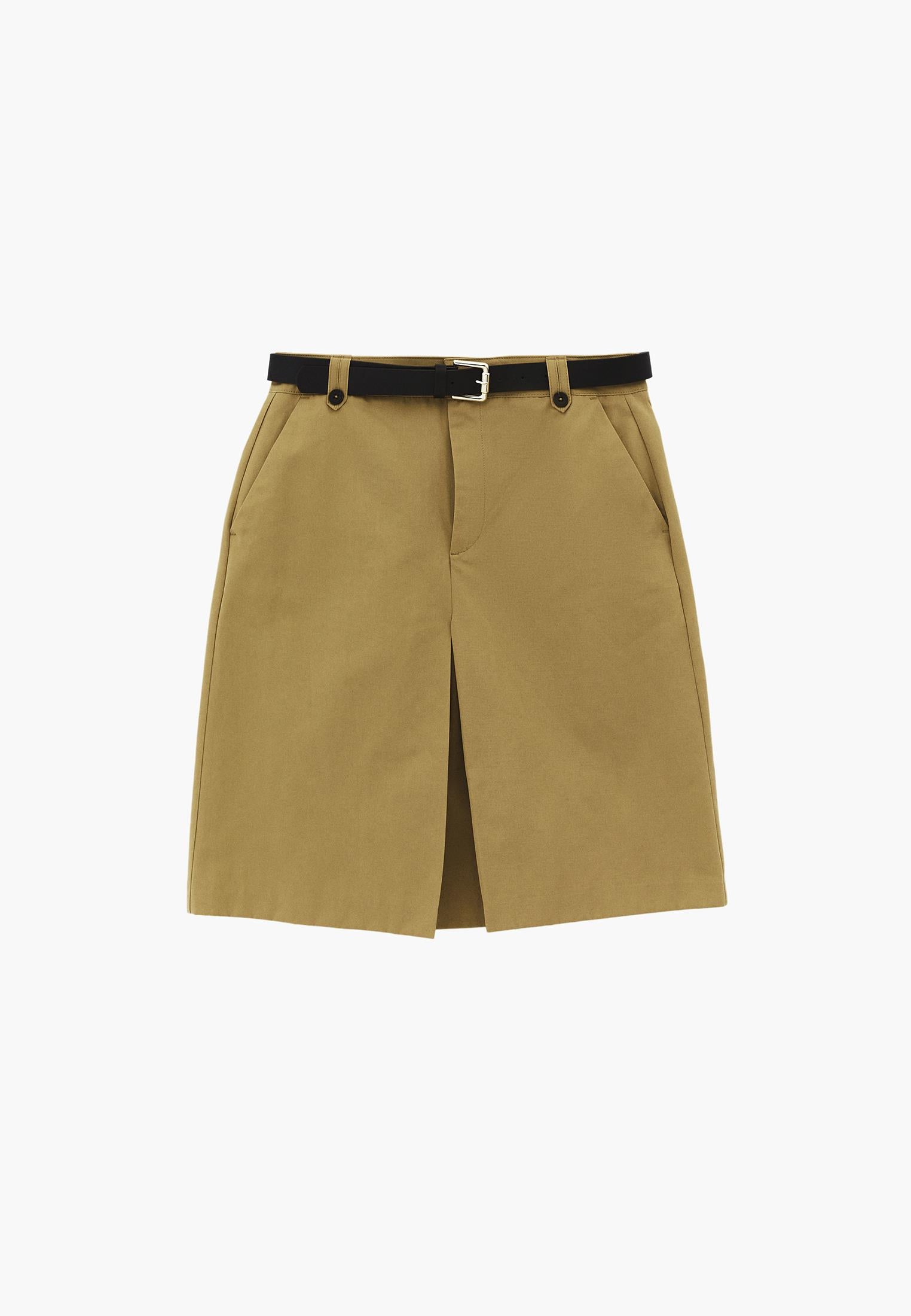 Midi Flared Skirt With Belt And Button Details - ANTELOPE