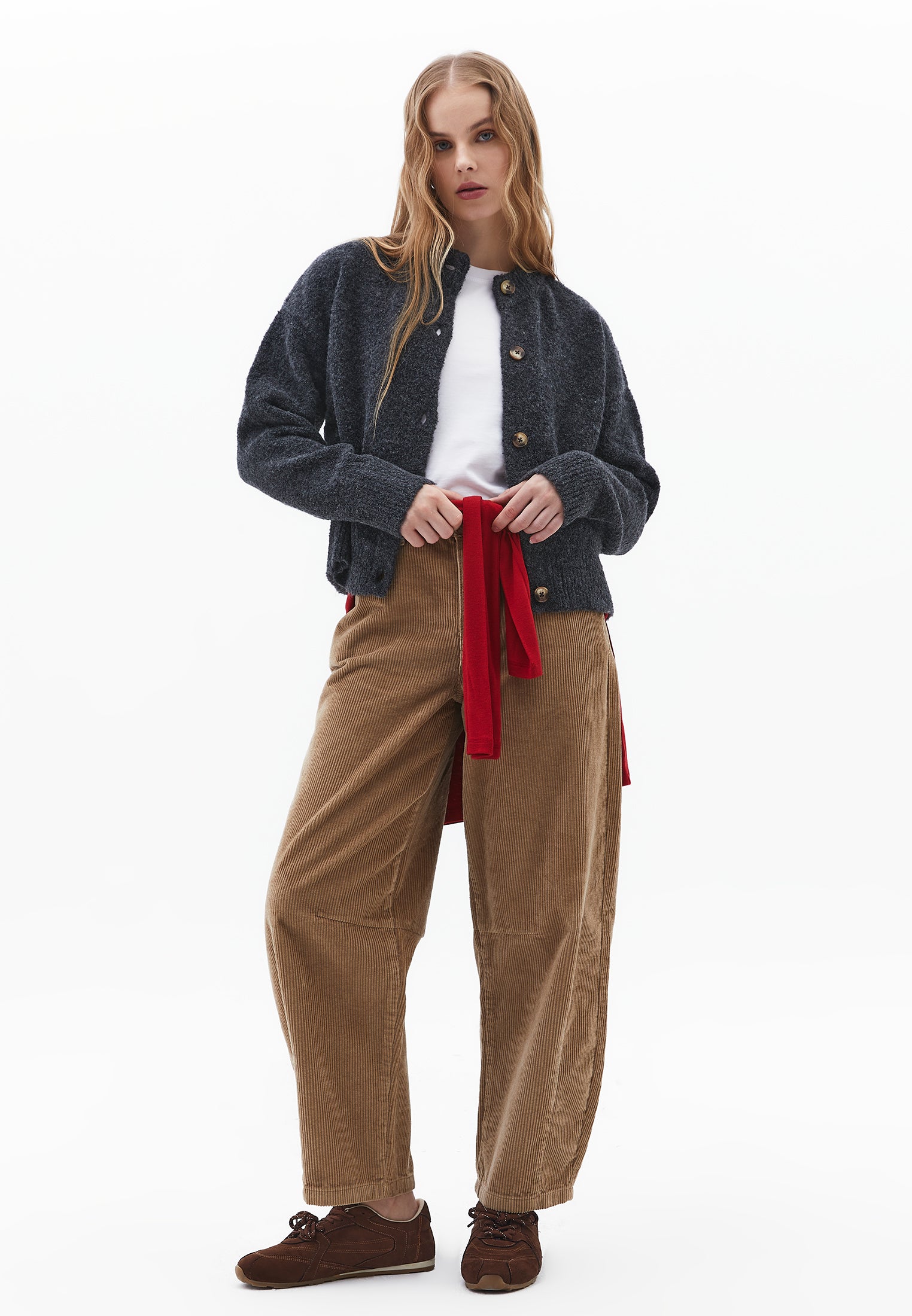 Soft Long Sleeved Cardigan - ANTHRA MELANGE