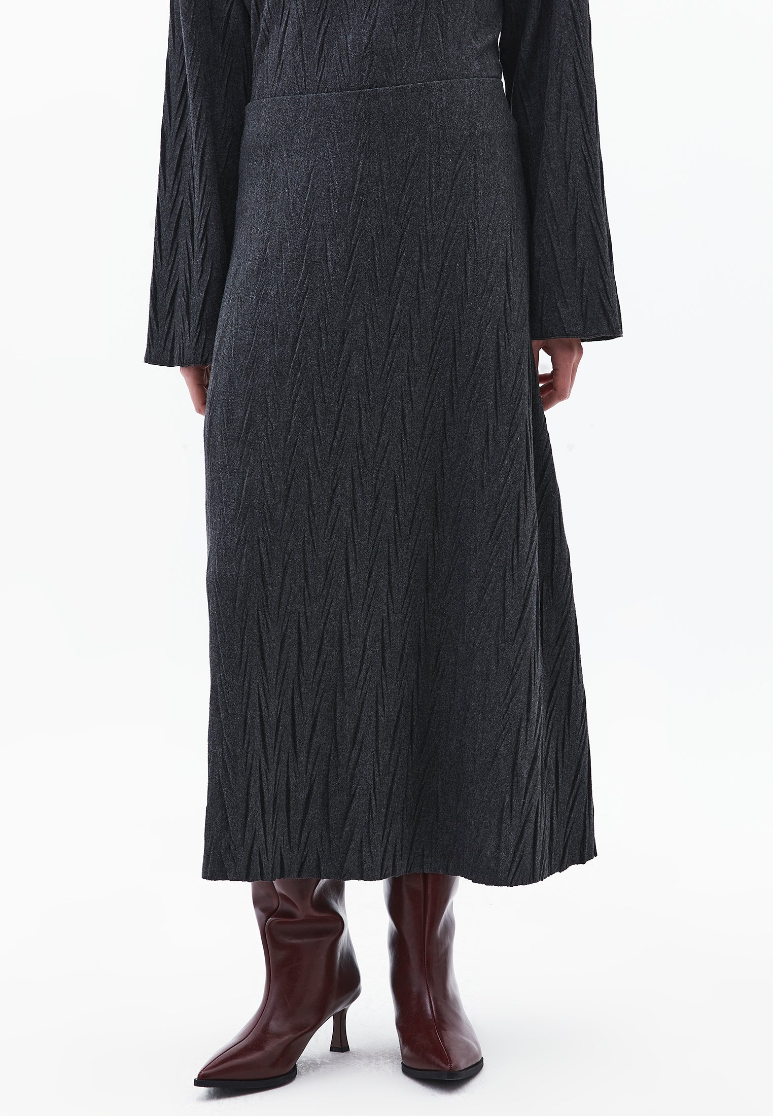 Asymmetric Maxi Skirt - ANTHRA MELANGE