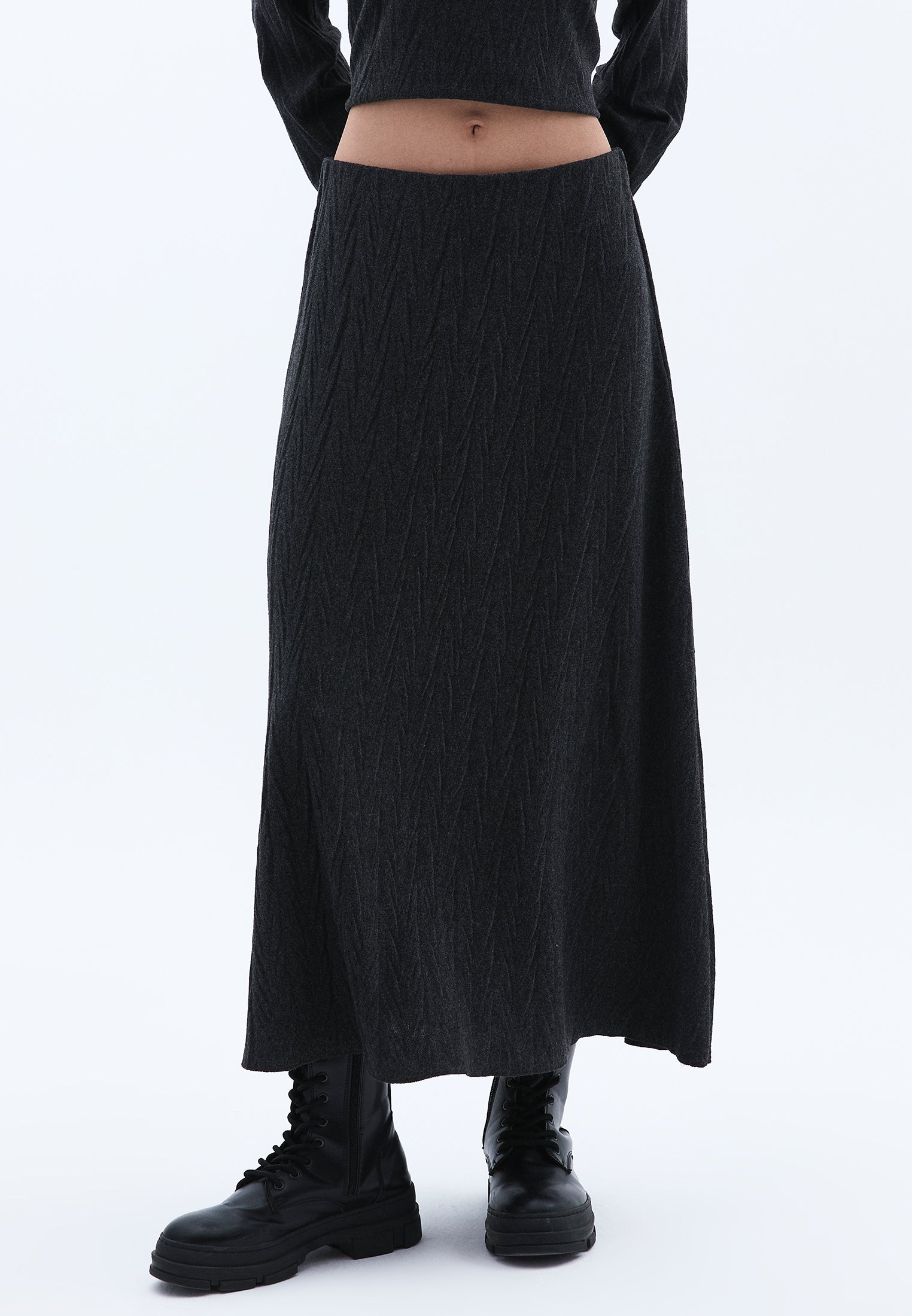 Midi Flared Skirt - ANTHRA MELANGE