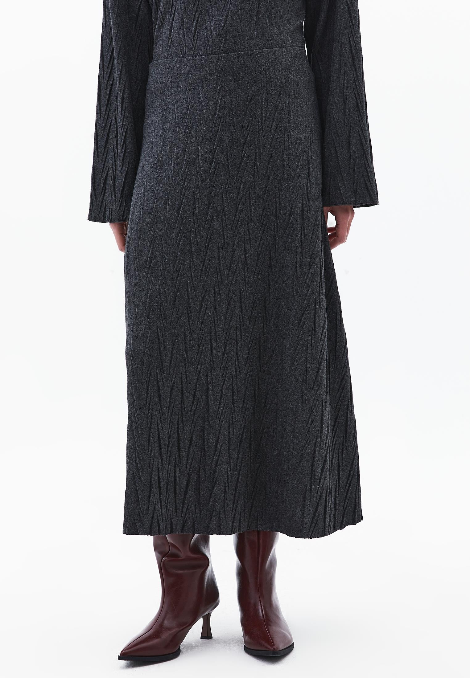 Asymmetric Maxi Skirt - ANTHRA MELANGE