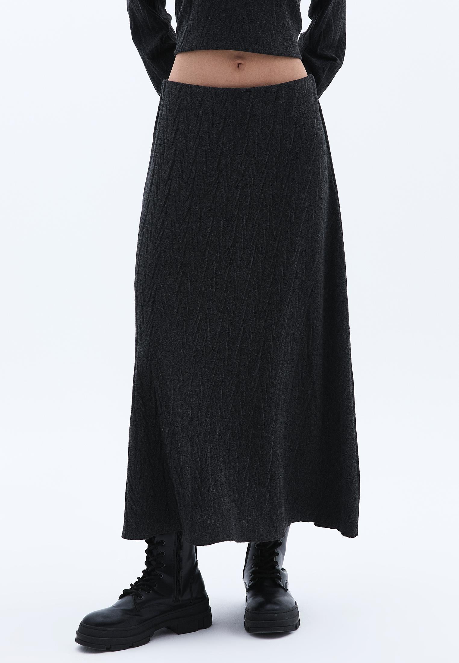 Midi Flared Skirt - ANTHRA MELANGE