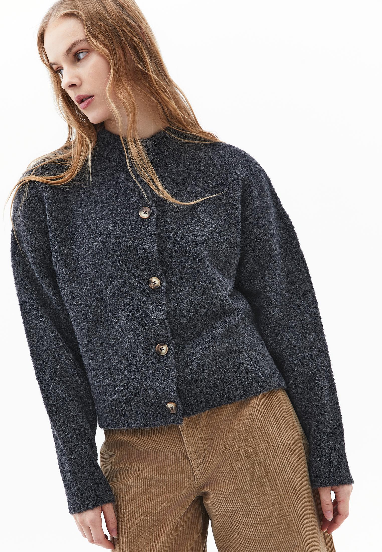 Soft Long Sleeved Cardigan - ANTHRA MELANGE