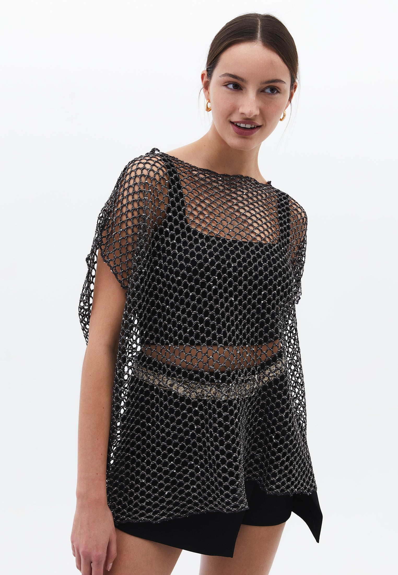 Oversize Tunic Blouse Boat Neck - ANTHRA MELANGE