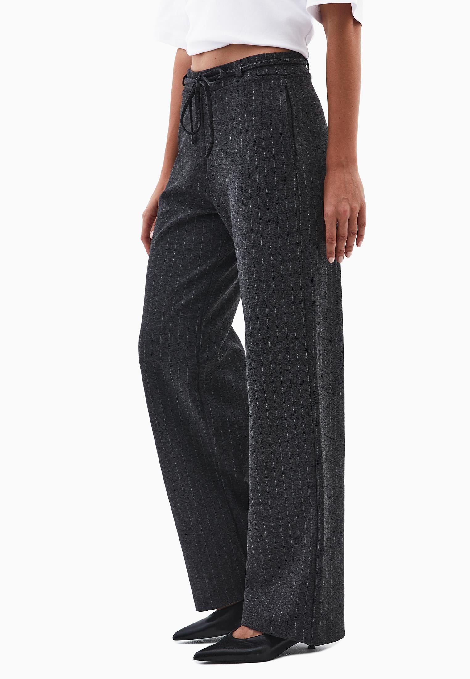 Straight Leg Viscose Pants - ANTHRA MELANGE