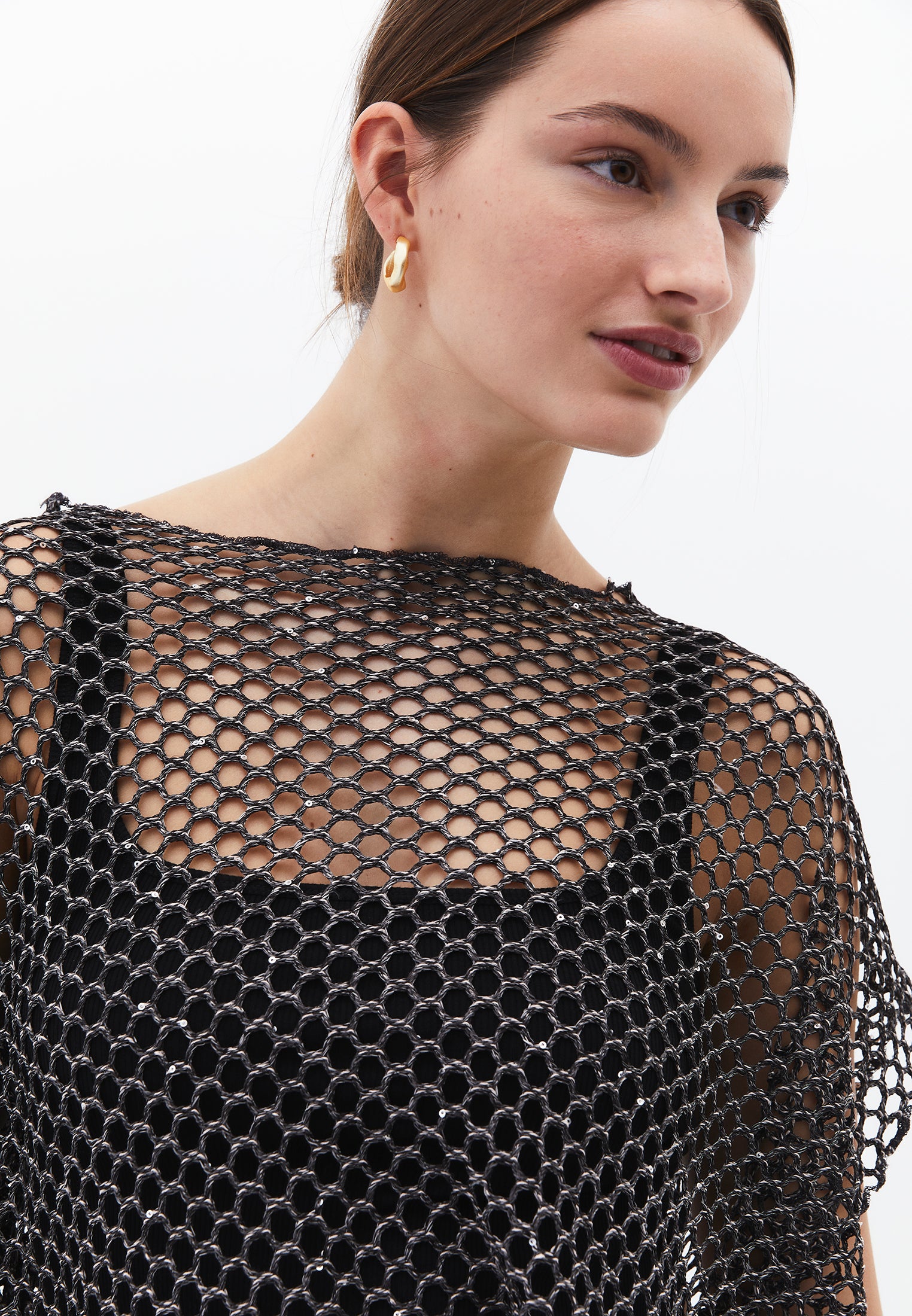 Oversize Tunic Blouse Boat Neck - ANTHRA MELANGE