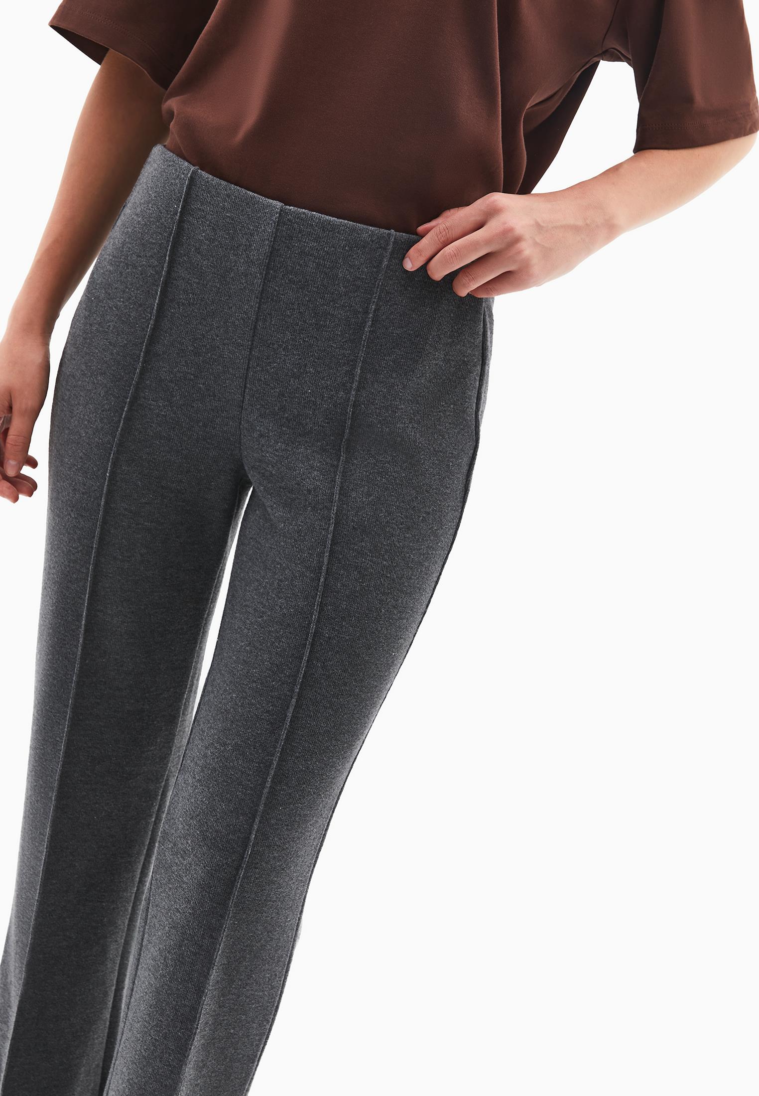 High Waist Flared Spanish Trousers - ANTHRA MELANGE