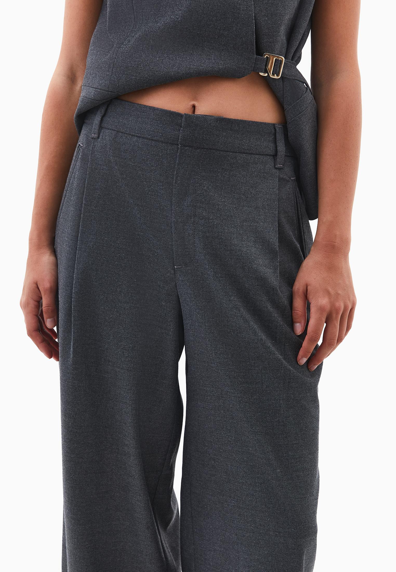 Wide Leg High Waist Trousers - ANTHRA MELANGE