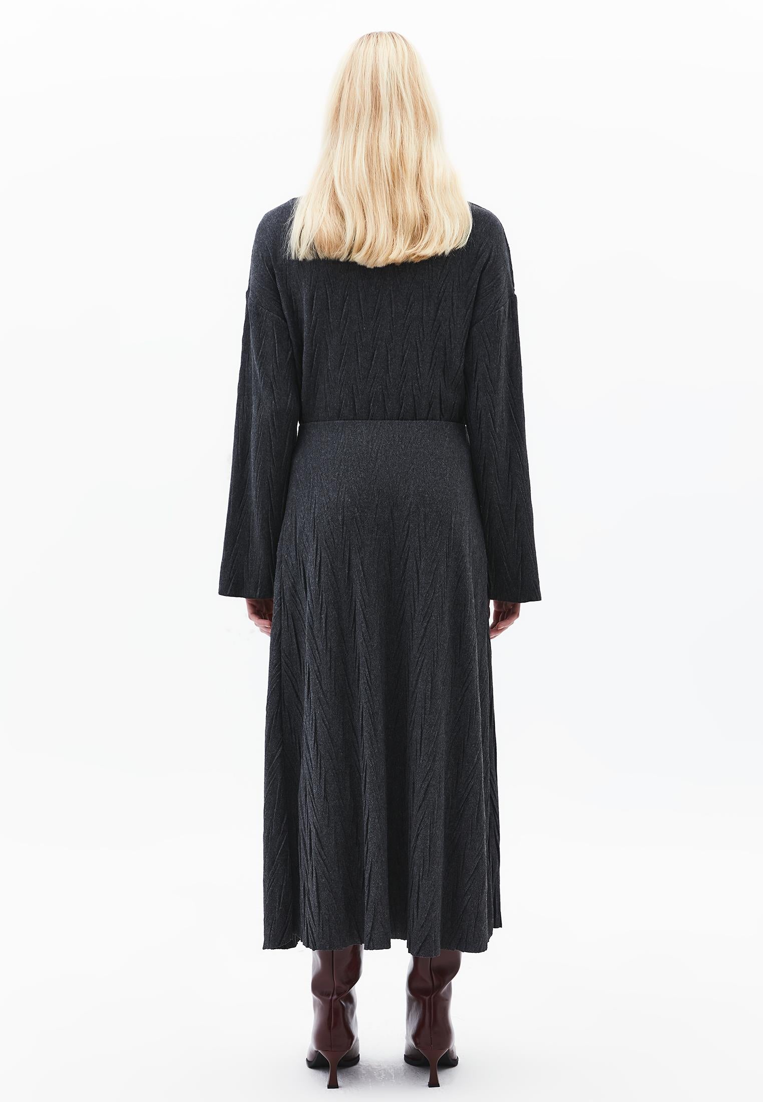 Asymmetric Maxi Skirt - ANTHRA MELANGE