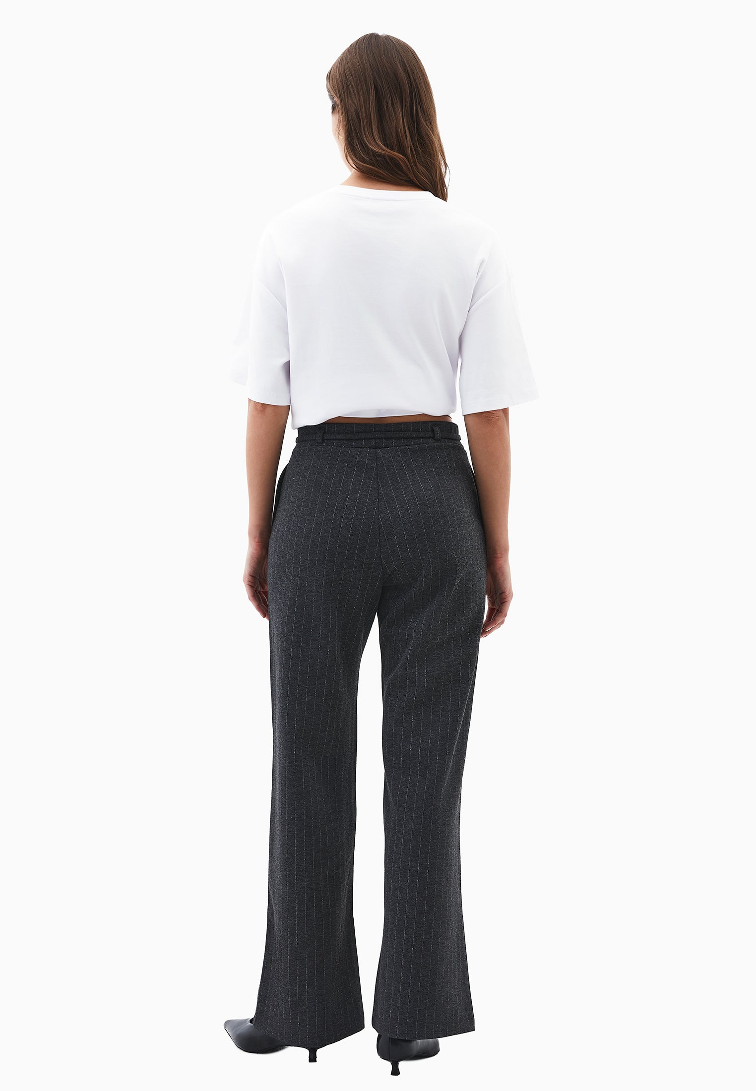 Straight Leg Viscose Pants - ANTHRA MELANGE