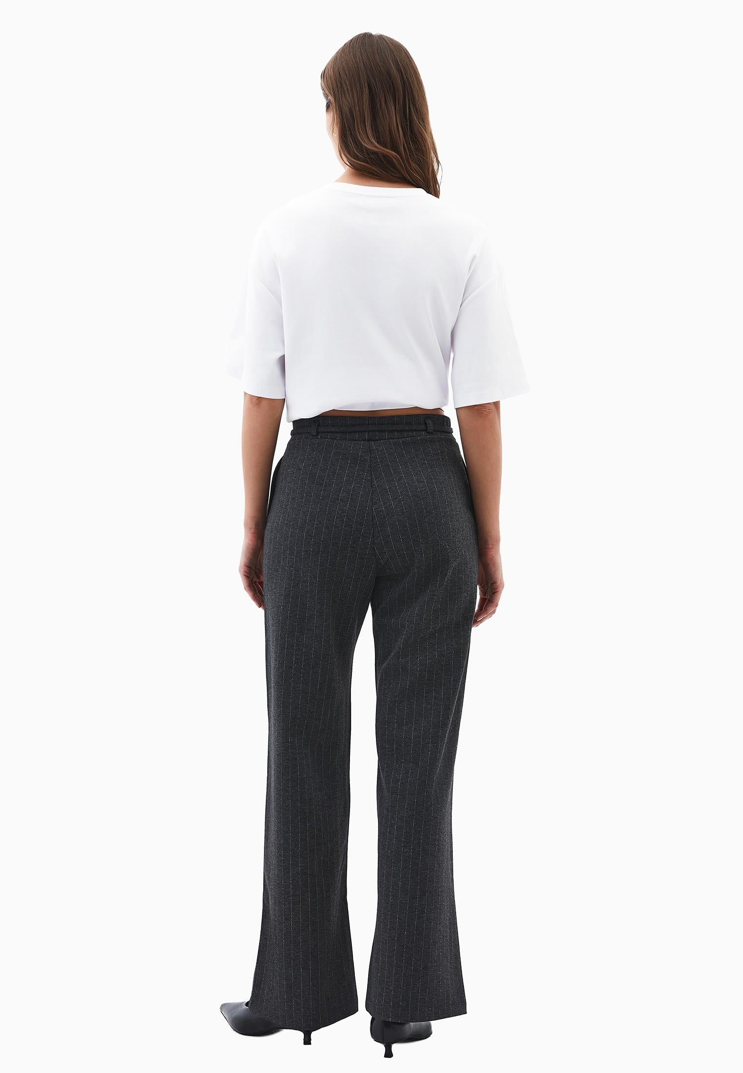 Straight Leg Viscose Pants - ANTHRA MELANGE