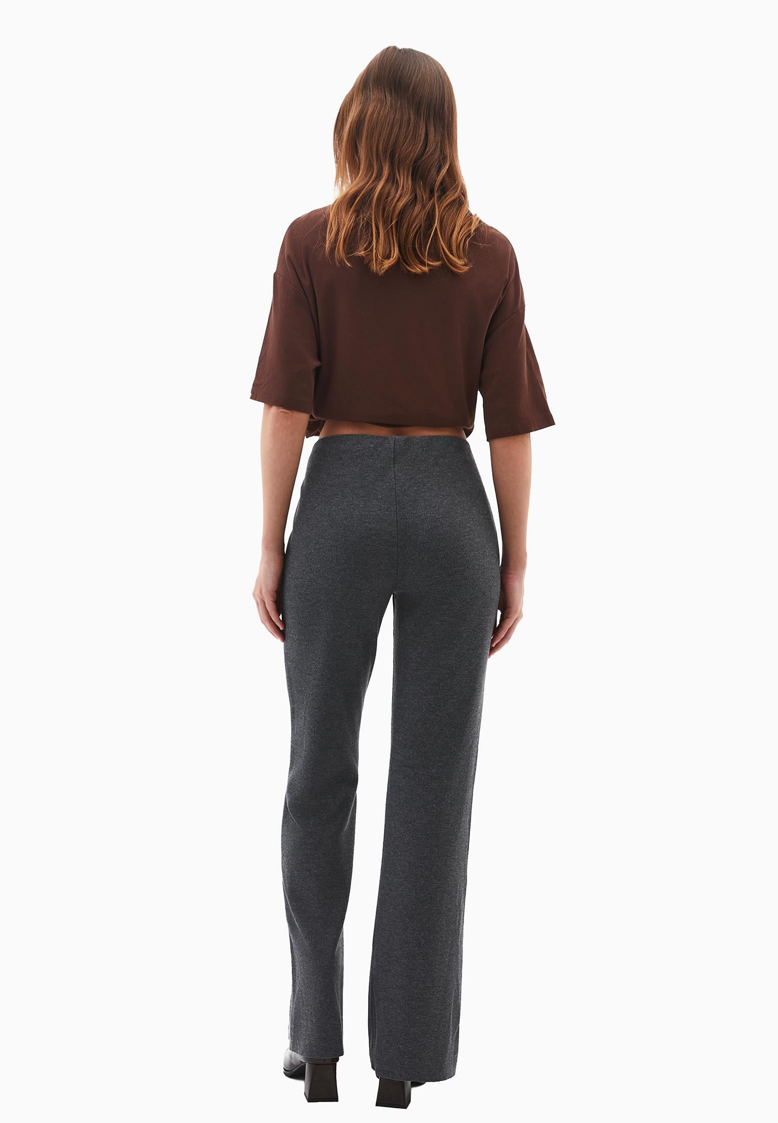 High Waist Flared Spanish Trousers - ANTHRA MELANGE