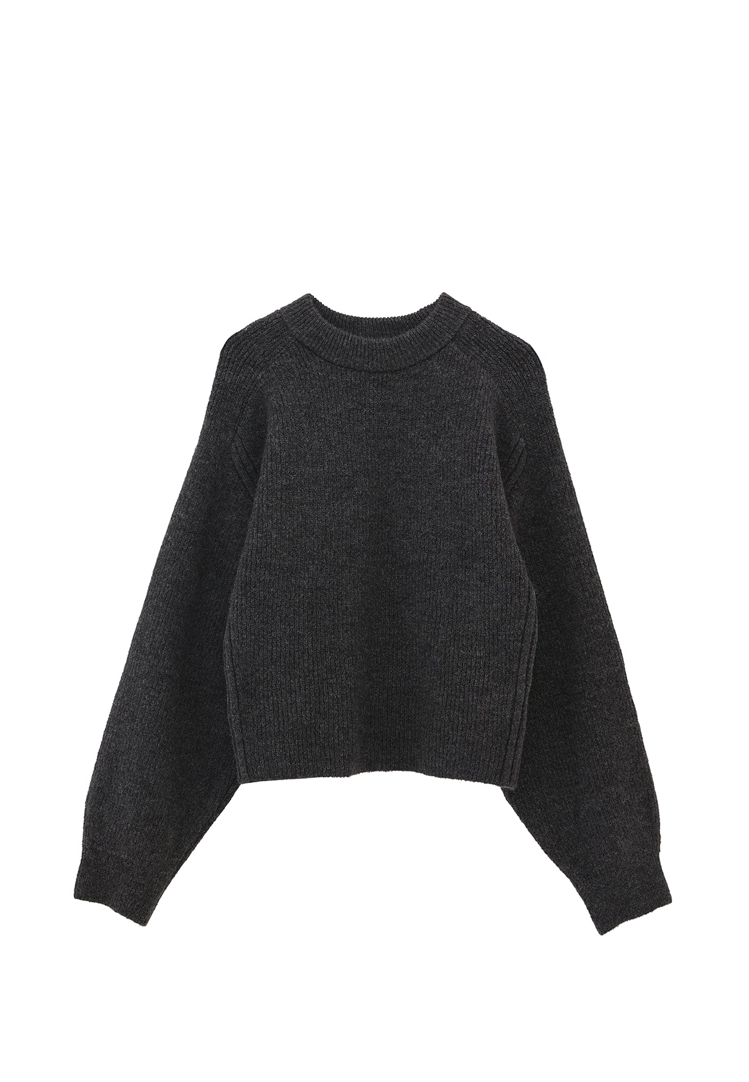 Crew Neck Long Sleeve Sweater - ANTHRA MELANGE