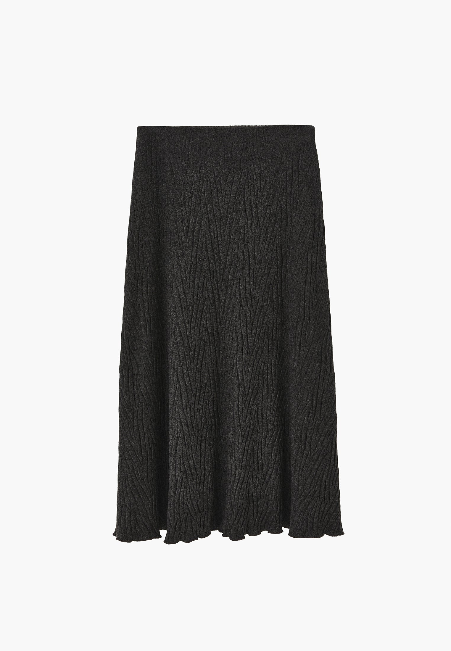 Long Skirt With Pleat Details - ANTHRA MELANGE