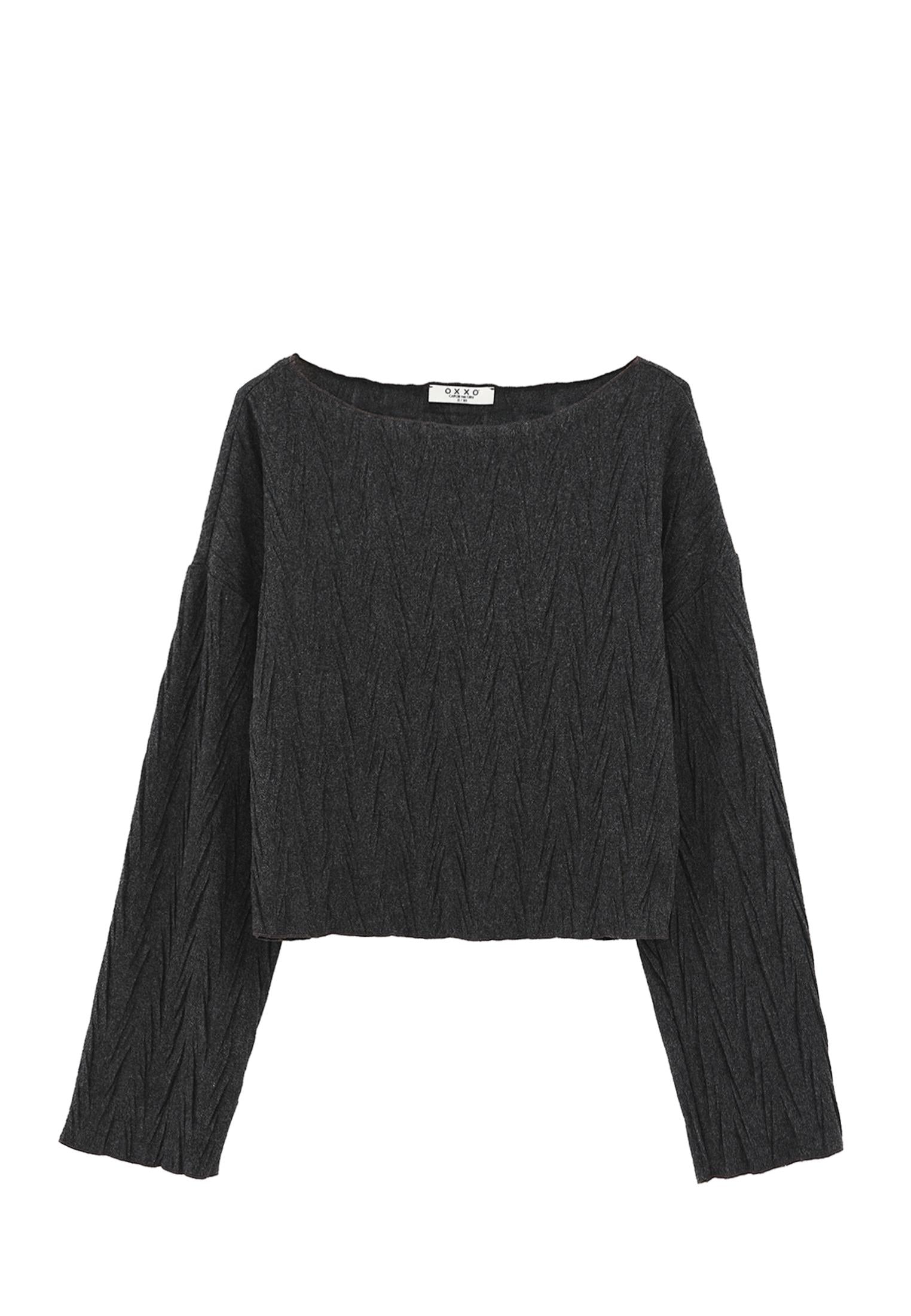 High Neck Long Sleeve Sweater - ANTHRA MELANGE
