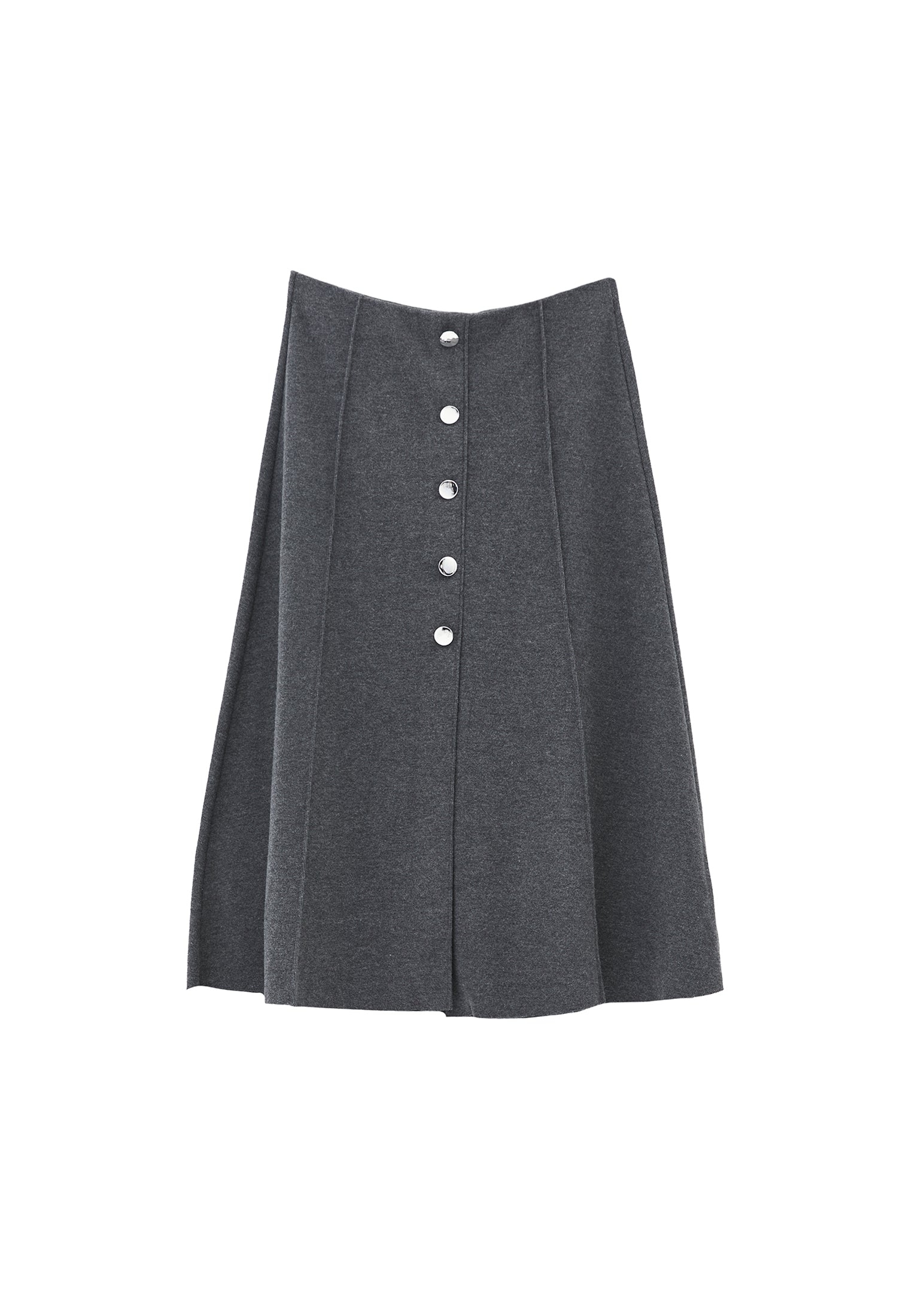 Mid Waist Flared Midi Skirt - ANTHRA MELANGE