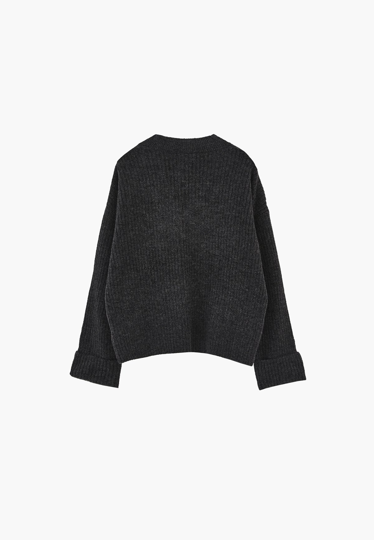 Loose V-Neck Sweater - ANTHRA MELANGE