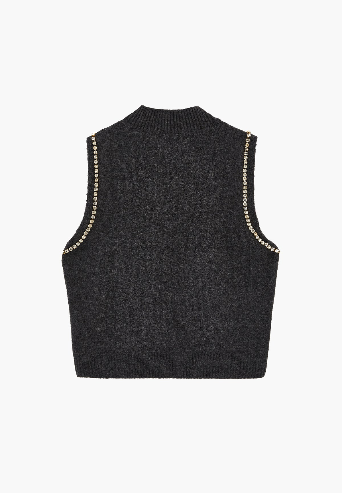 Vest With High Collar And Stone Detail - ANTHRA MELANGE